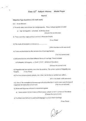JKBOSE Class 12 History Model Question Paper 2023