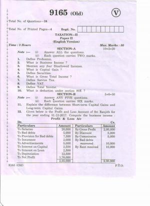 AP Inter 2nd Year Vocational Question Paper March - 2020 - Taxation - II (old)