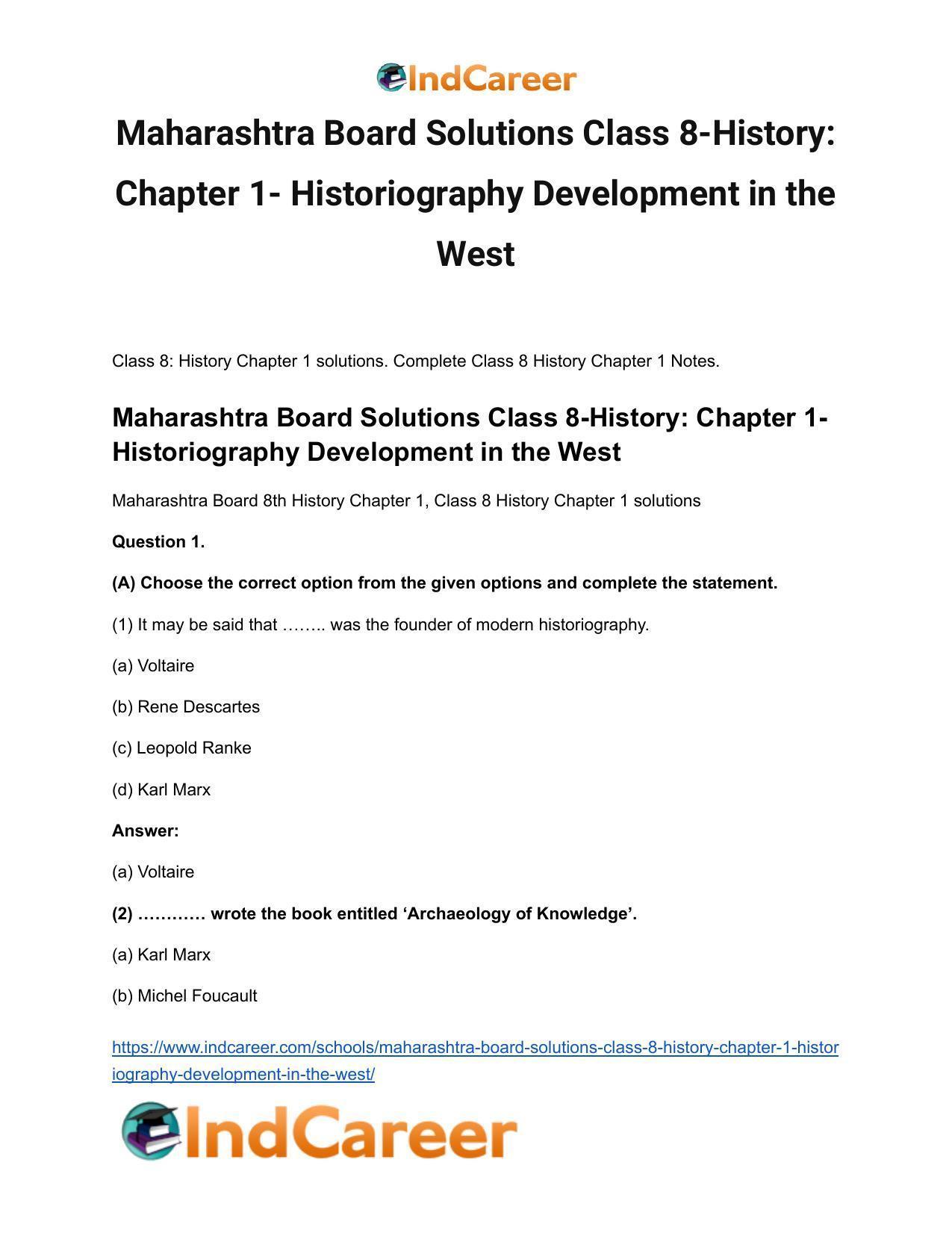 Maharashtra Board Solutions Class 8-History: Chapter 1- Historiography Development in the West - Page 2
