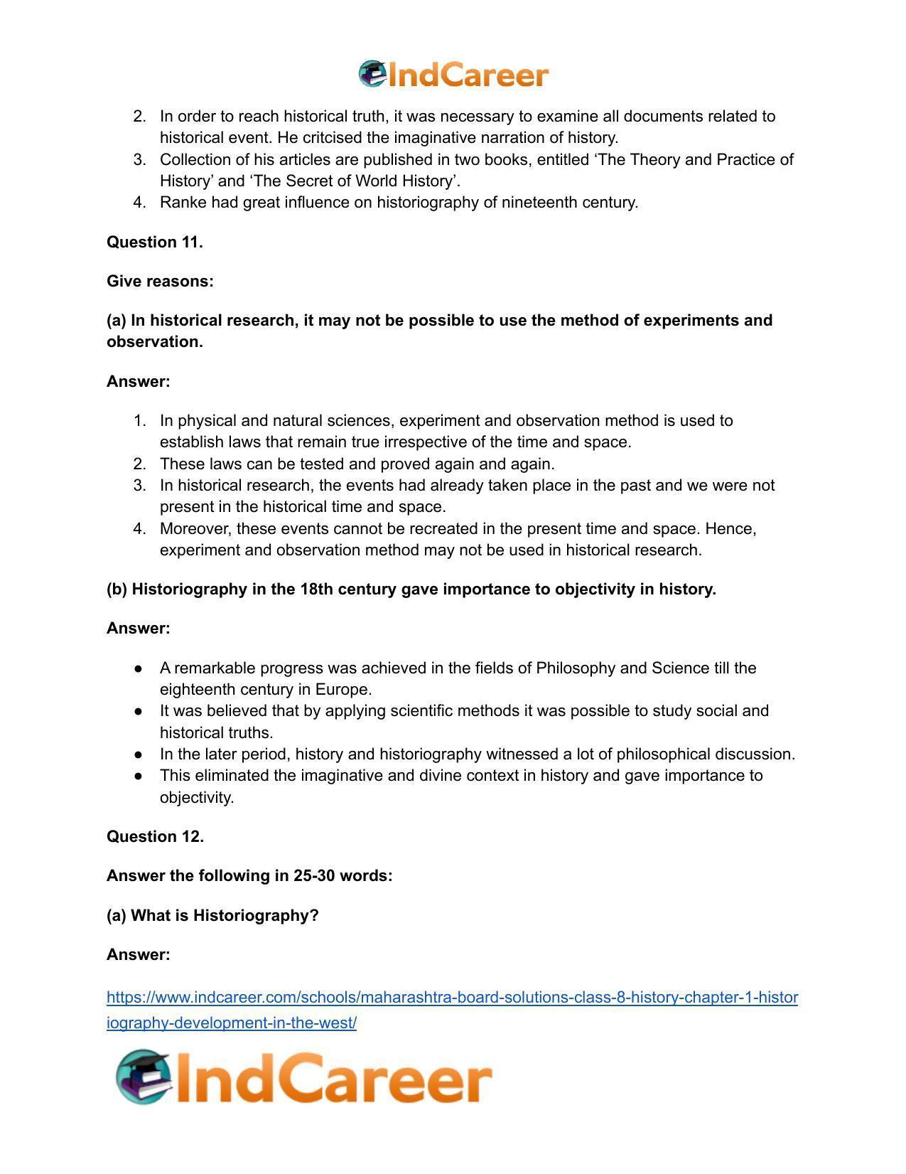 Maharashtra Board Solutions Class 8-History: Chapter 1- Historiography Development in the West - Page 17