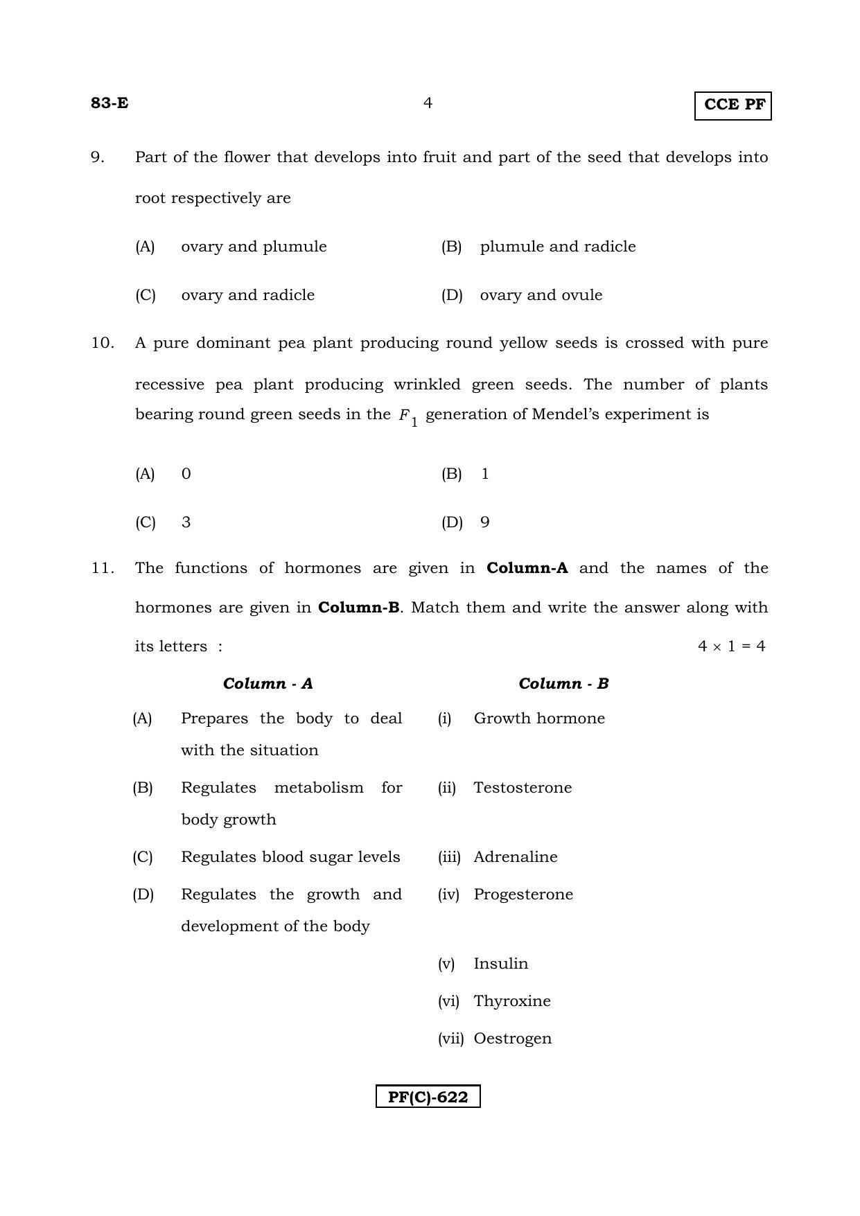 Karnataka SSLC Science (ENGLISH Medium) - 83E-C Version_e3 March/April 2019 Question Paper - Page 4