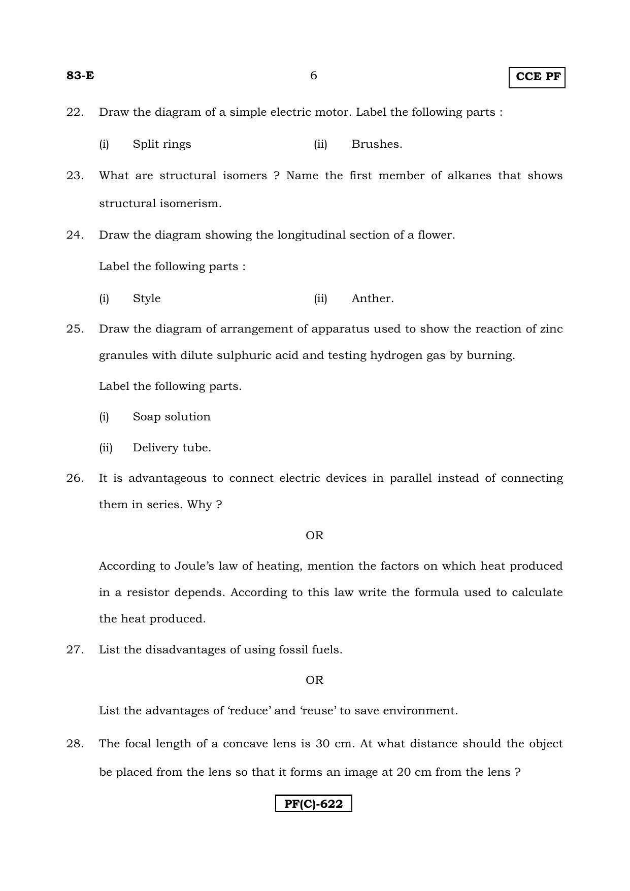 Karnataka SSLC Science (ENGLISH Medium) - 83E-C Version_e3 March/April 2019 Question Paper - Page 6