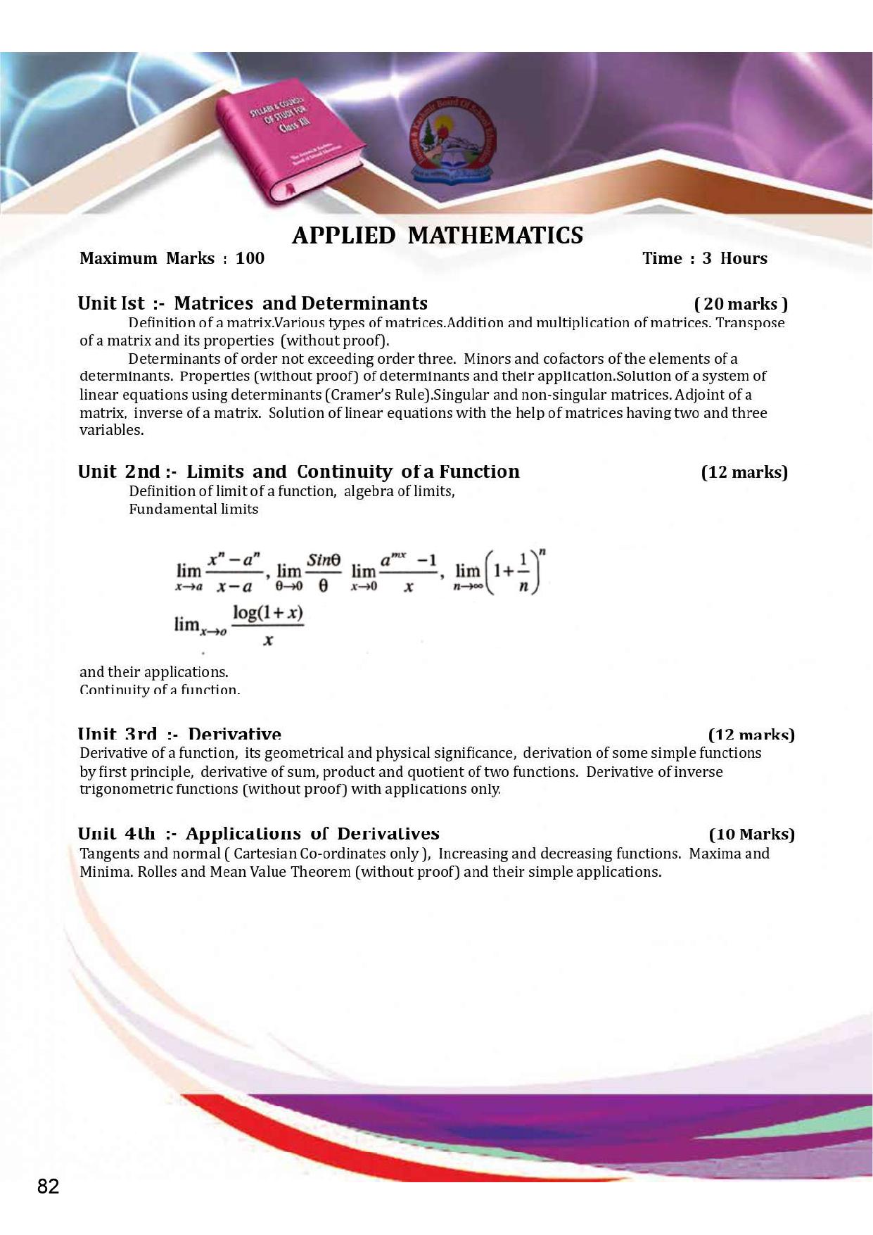 JKBOSE Syllabus for 12th class - Page 88