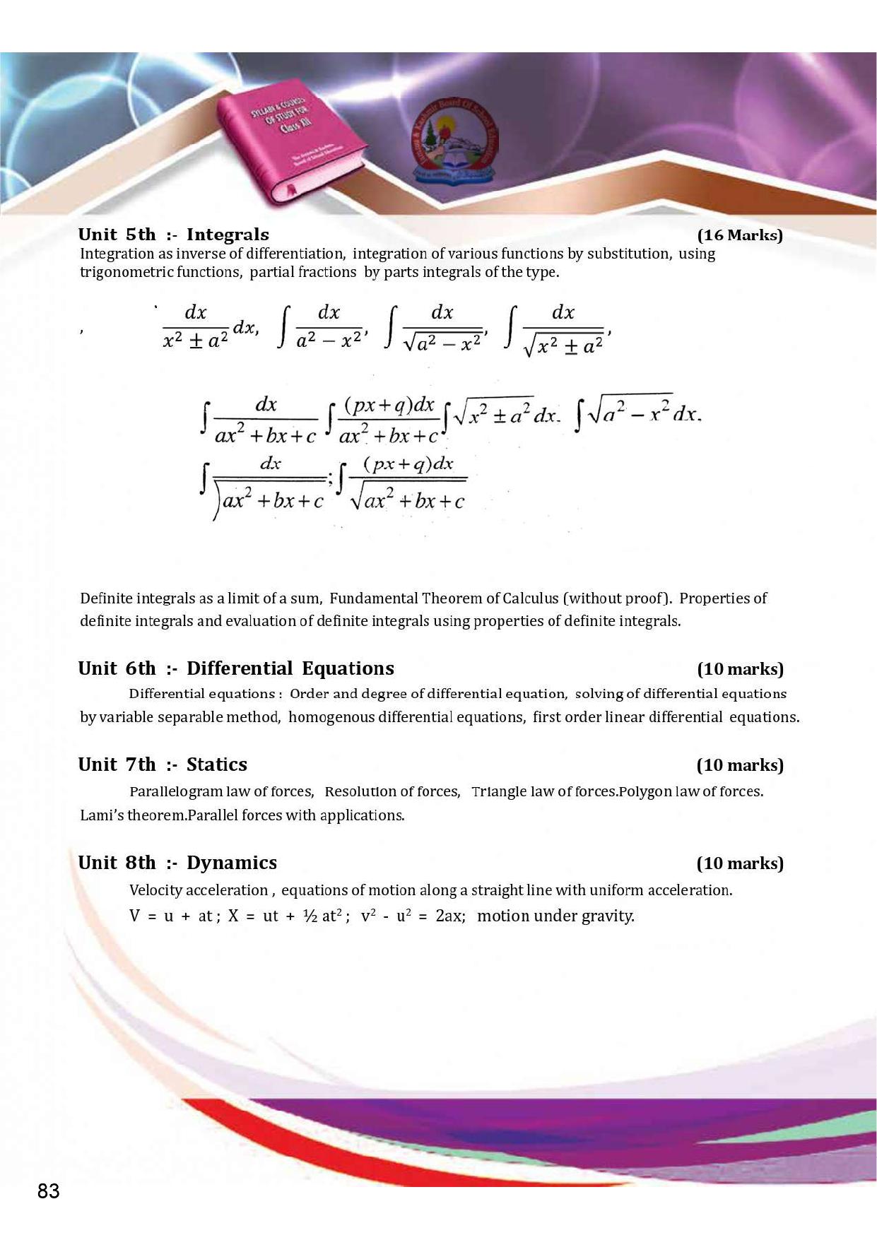 JKBOSE Syllabus for 12th class - Page 89