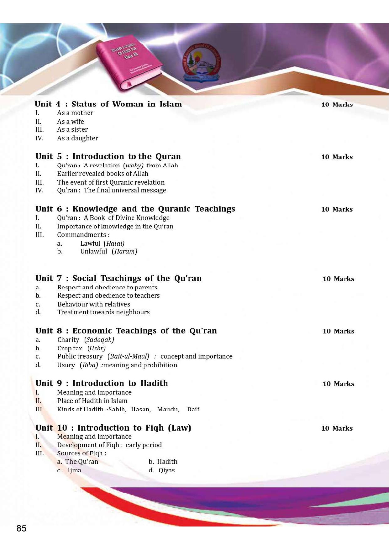 JKBOSE Syllabus for 12th class - Page 91