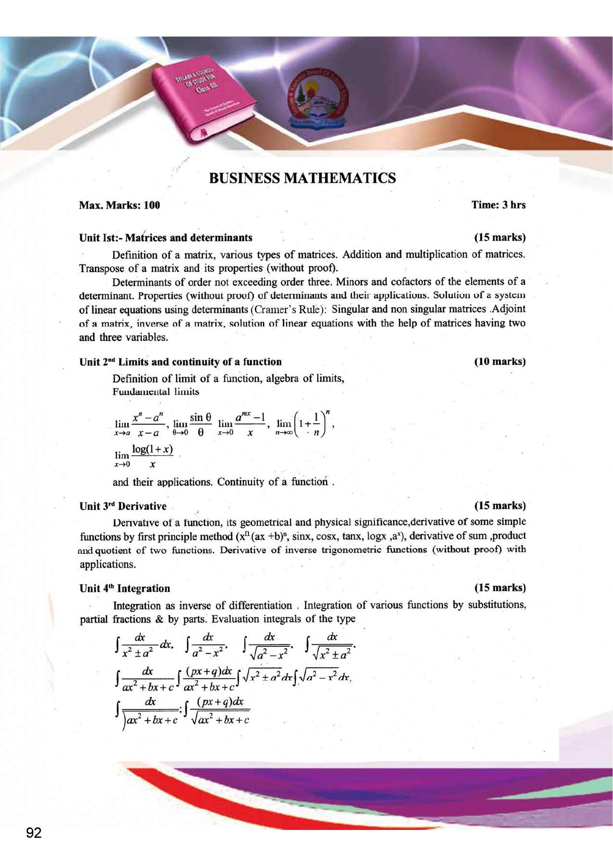 JKBOSE Syllabus for 12th class - Page 98