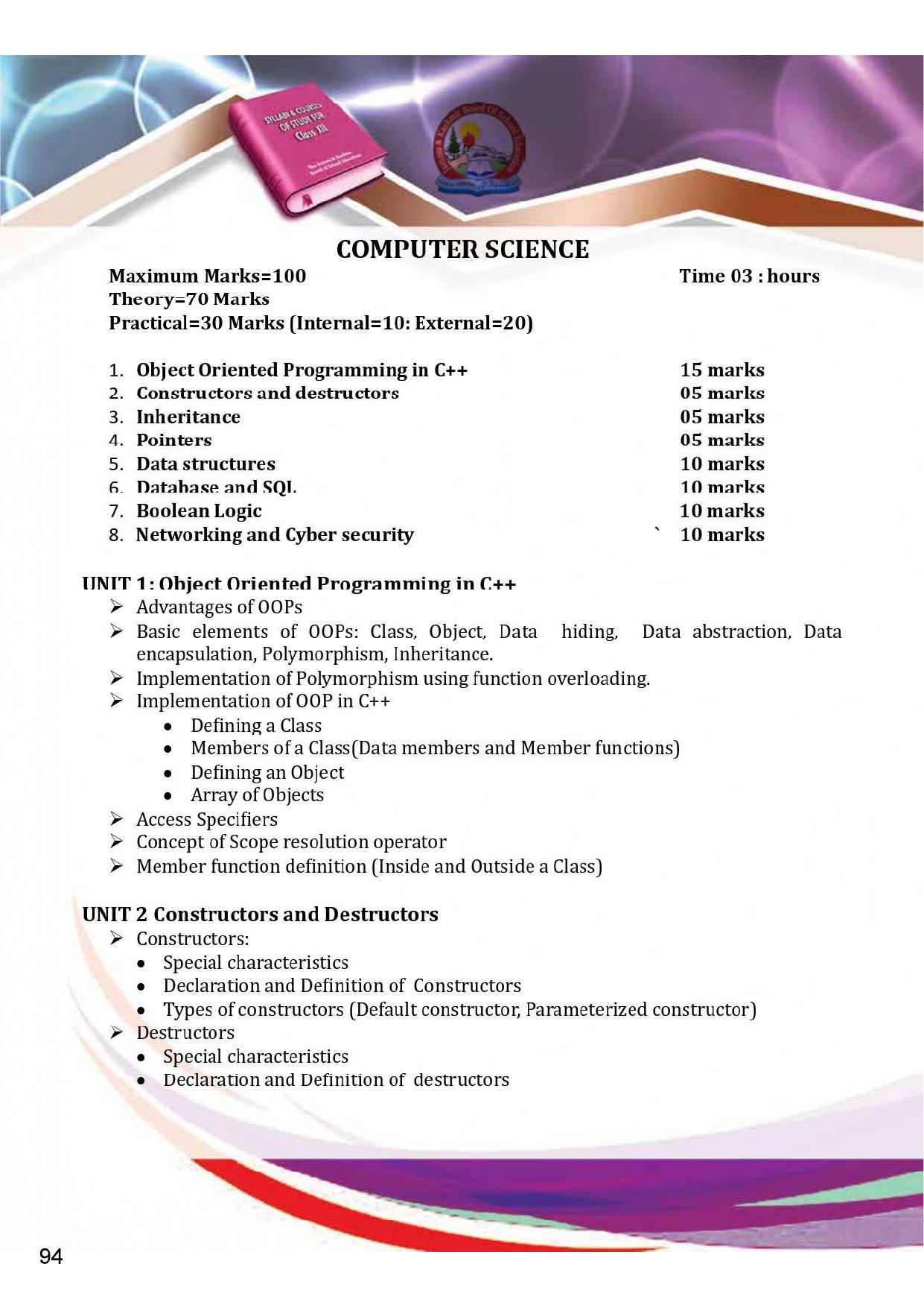 JKBOSE Syllabus for 12th class - Page 100