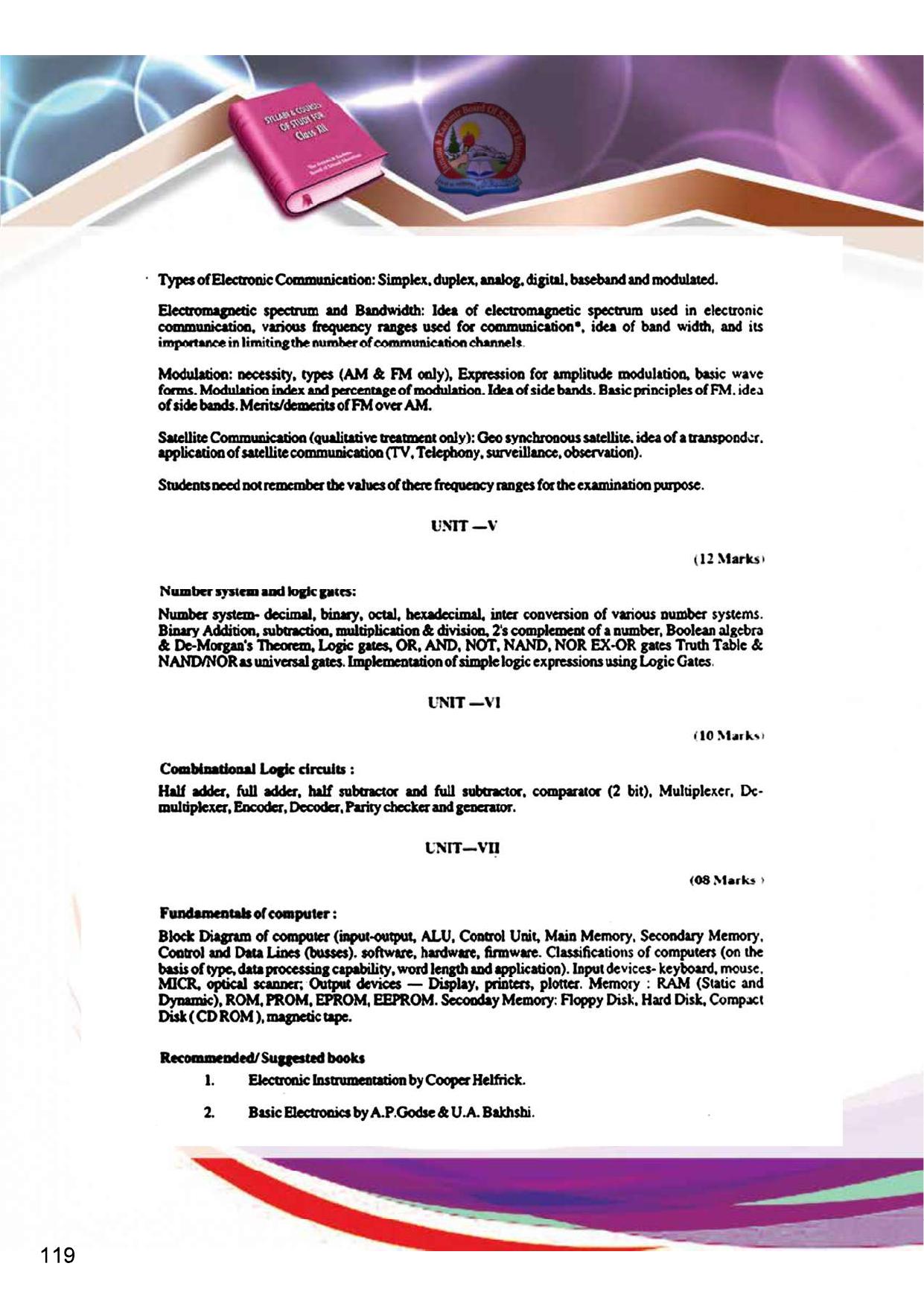 JKBOSE Syllabus for 12th class - Page 125