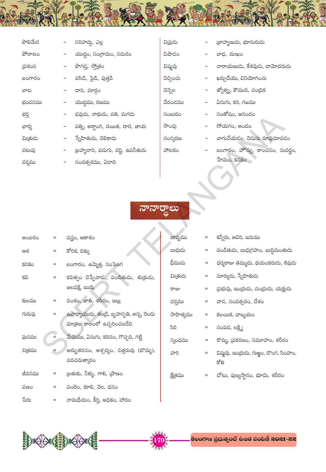 TS SCERT Class 10 First Language (Telugu Medium) Text Book - Page 182