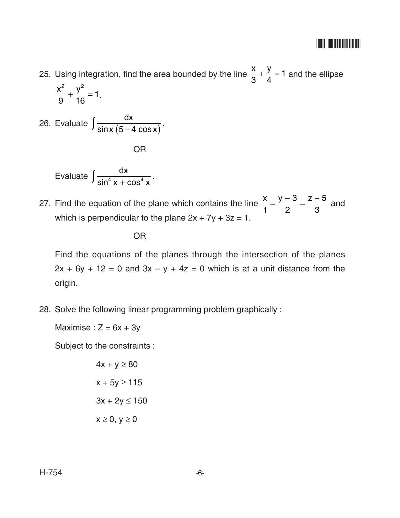Goa Board Class 12 Mathematics  754 New Pattern (June 2018) Question Paper - Page 6