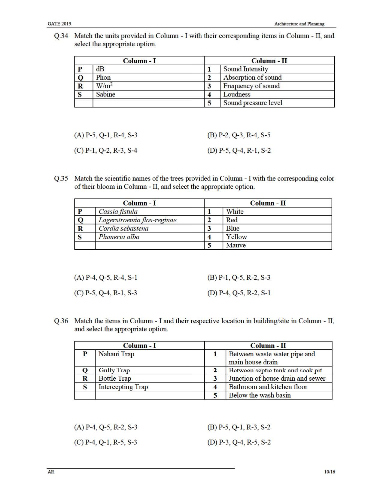 GATE 2019 Architecture and Planning (AR) Question Paper - Page 13