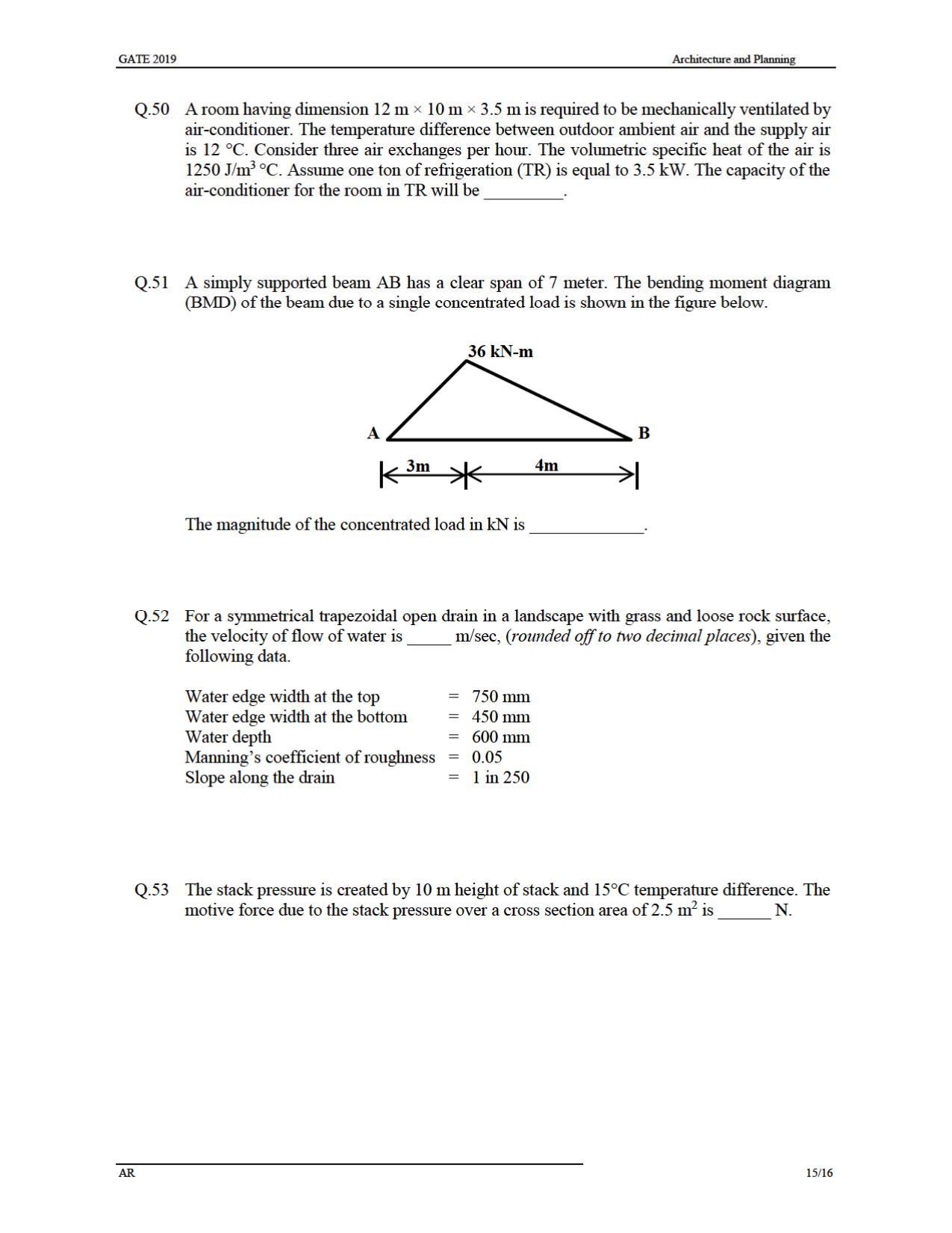 GATE 2019 Architecture and Planning (AR) Question Paper - Page 19