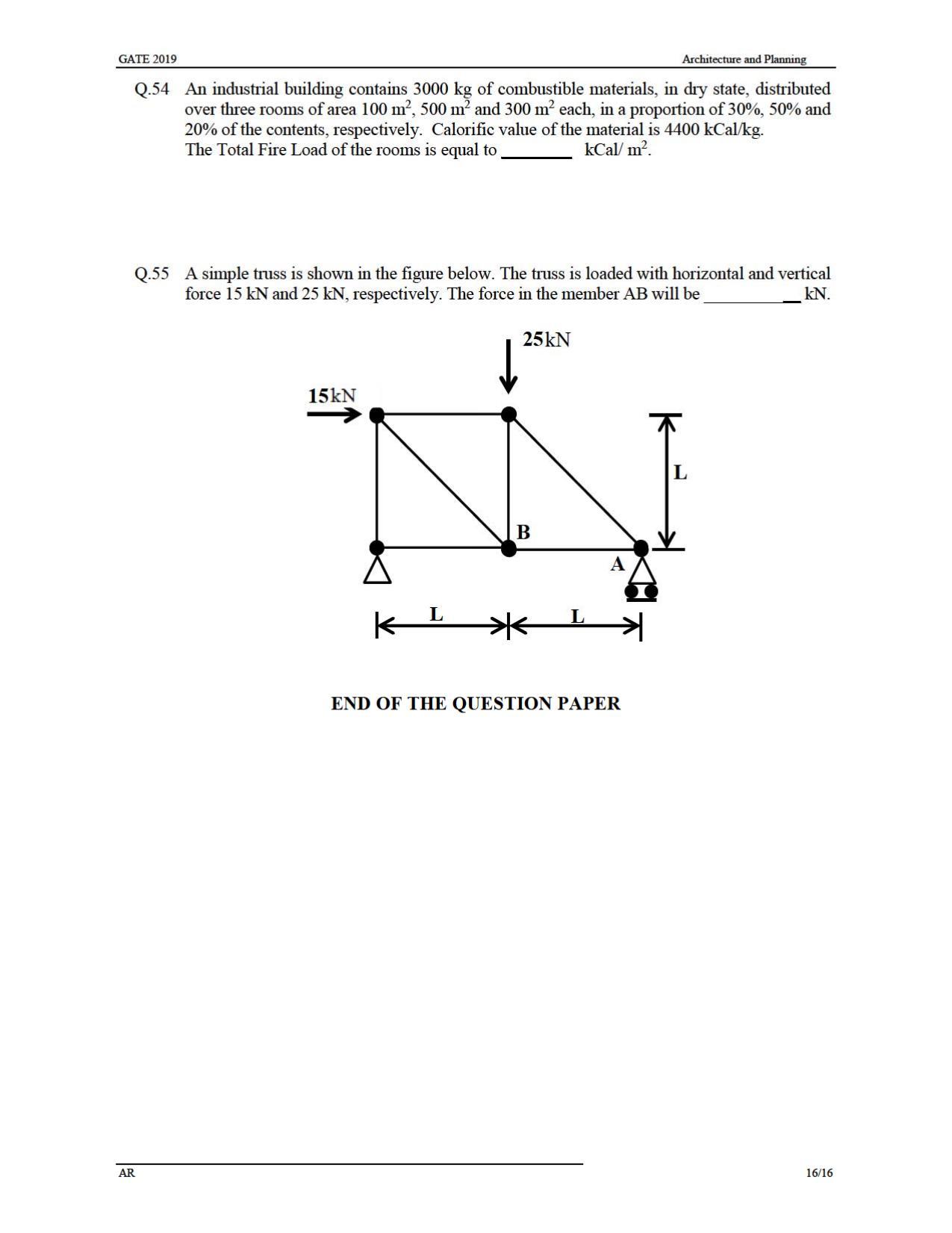 GATE 2019 Architecture and Planning (AR) Question Paper - Page 20