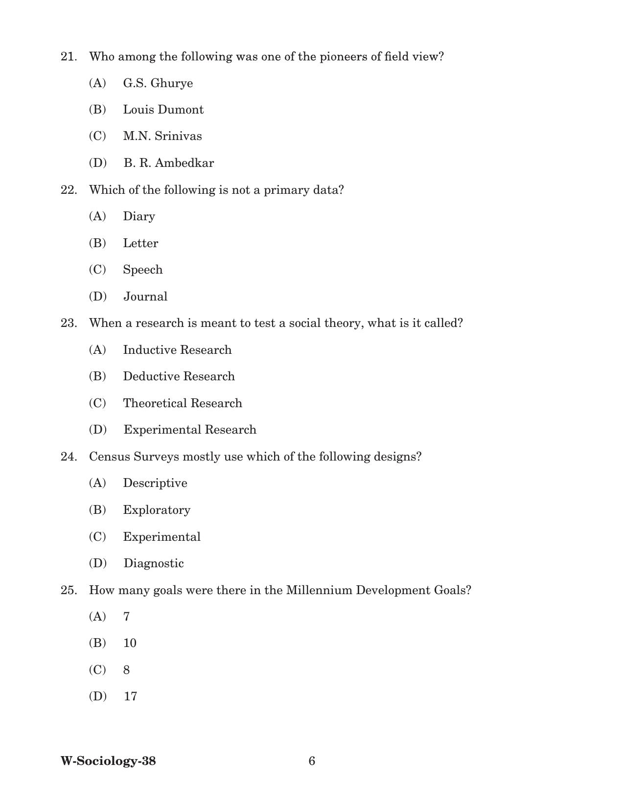 Odisha CPET 2022 SOCIOLOGY Question Paper - Page 6