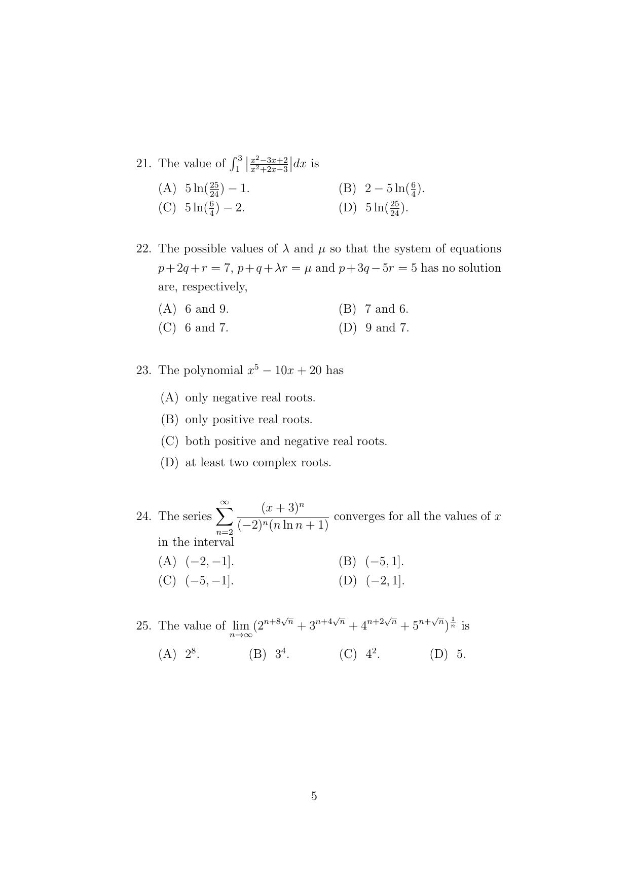 ISI Admission Test PG Diploma in Applied Statistics (online) (DST) 2023 Sample Paper - Page 5
