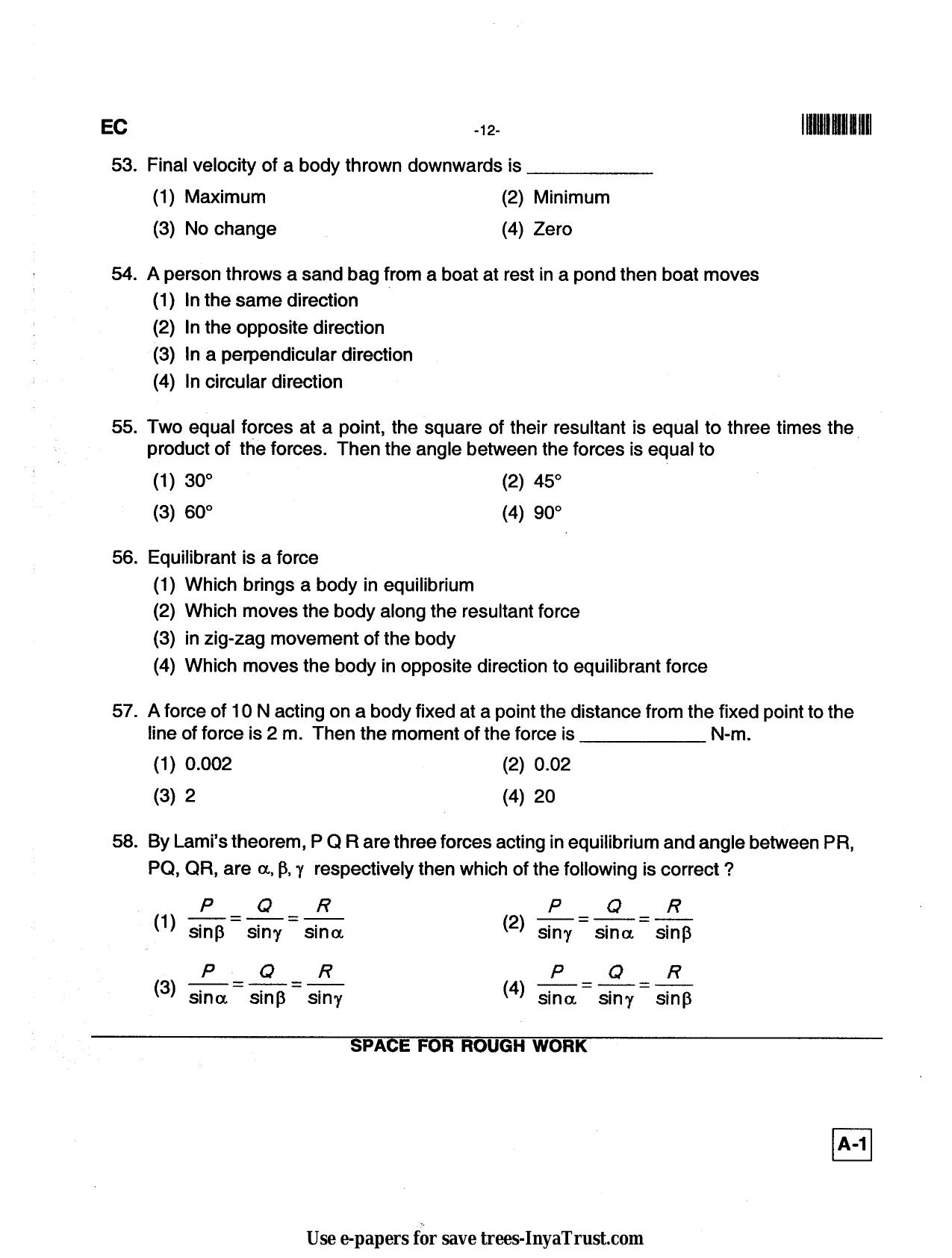 Karnataka Diploma CET- 2013 Electronics and Communication Engineering Question Paper - Page 12
