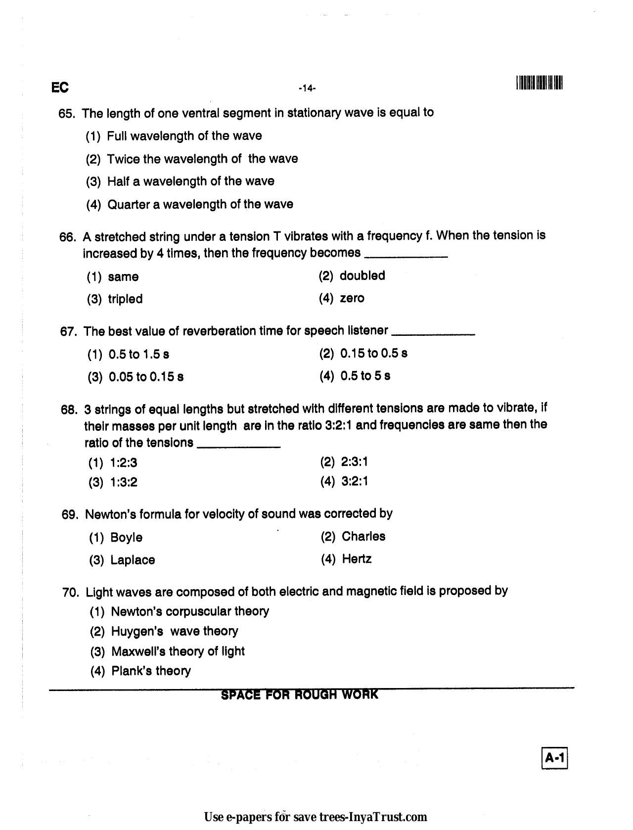 Karnataka Diploma CET- 2013 Electronics and Communication Engineering Question Paper - Page 14