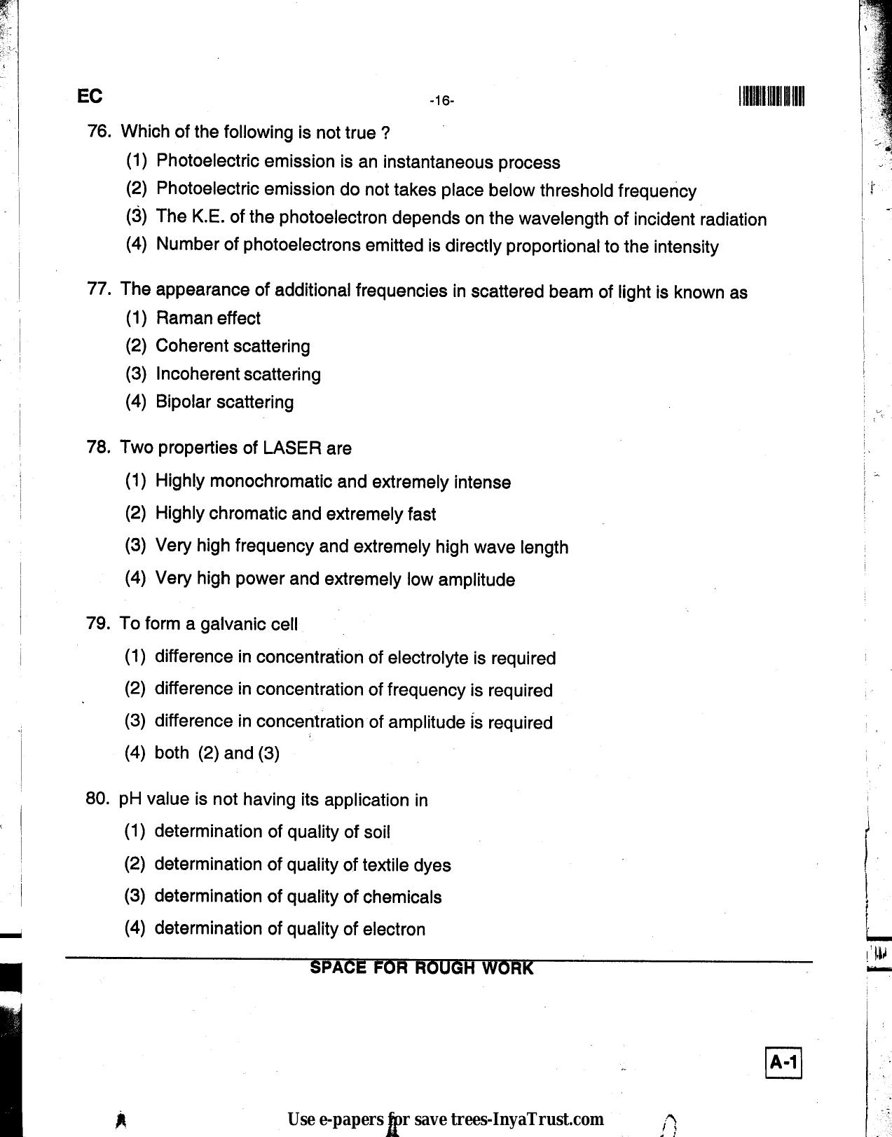 Karnataka Diploma CET- 2013 Electronics and Communication Engineering Question Paper - Page 16