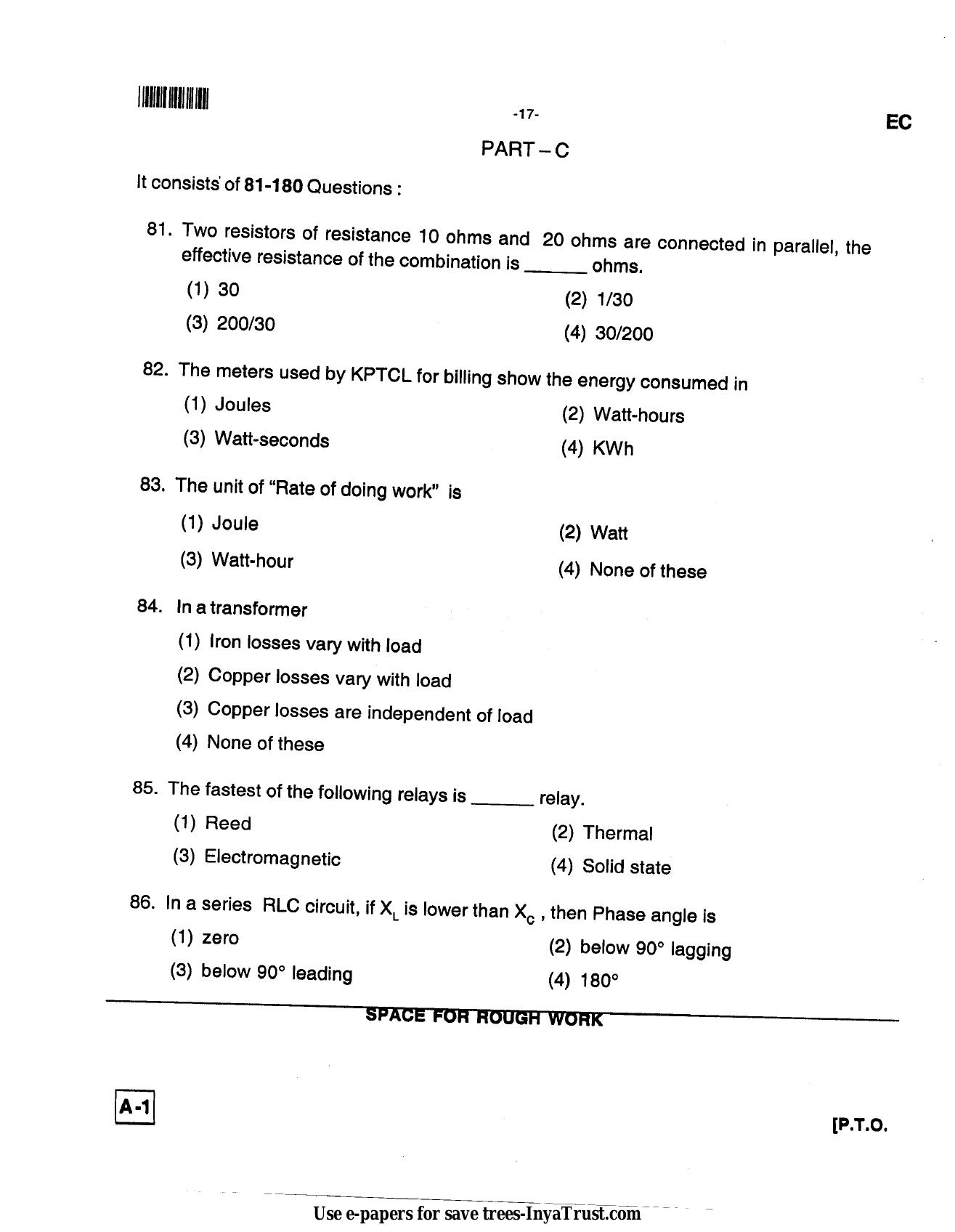 Karnataka Diploma CET- 2013 Electronics and Communication Engineering Question Paper - Page 17
