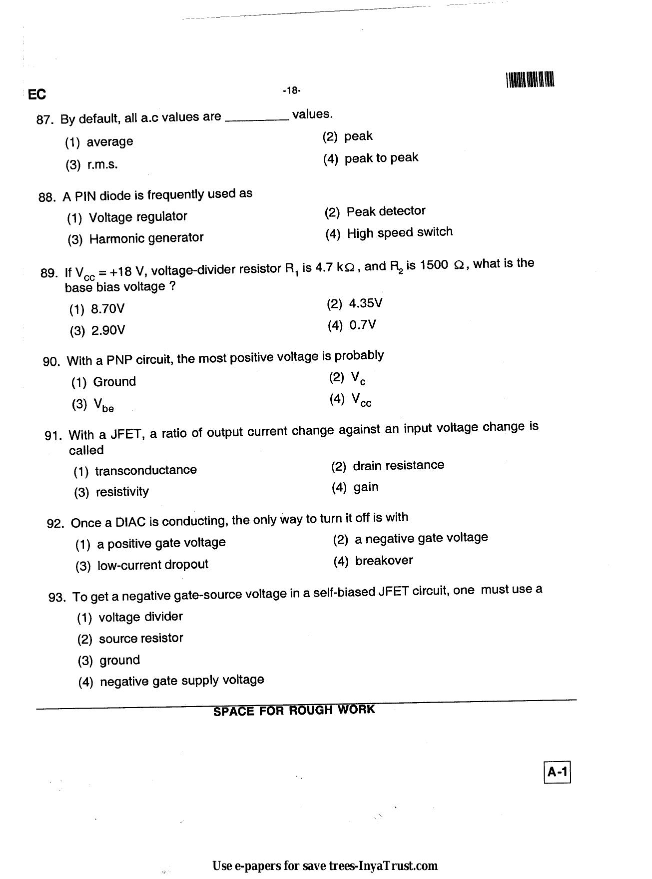 Karnataka Diploma CET- 2013 Electronics and Communication Engineering Question Paper - Page 18