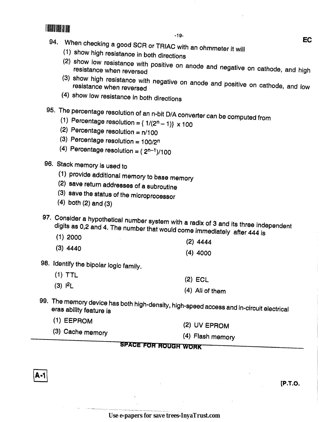 Karnataka Diploma CET- 2013 Electronics and Communication Engineering Question Paper - Page 19