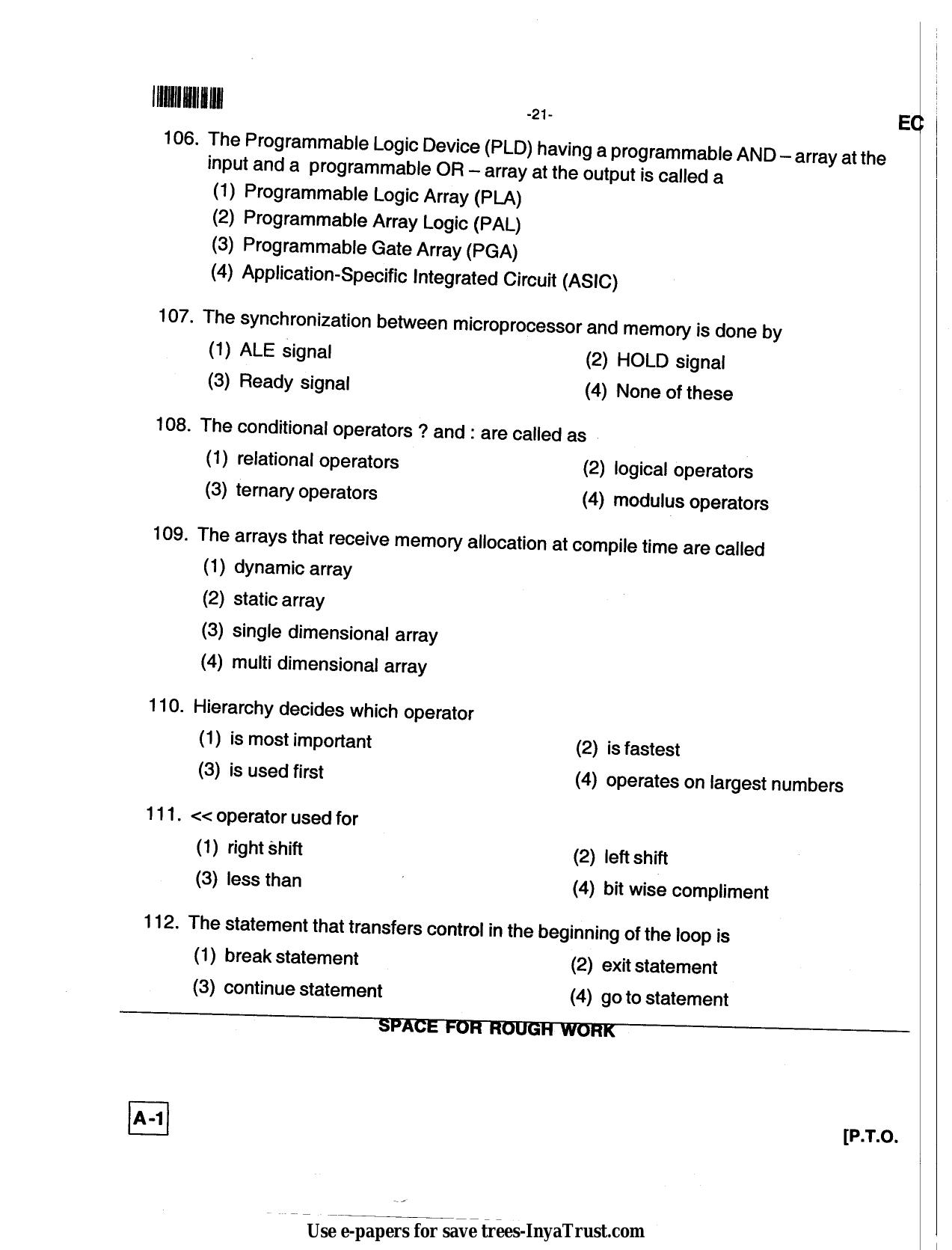 Karnataka Diploma CET- 2013 Electronics and Communication Engineering Question Paper - Page 21