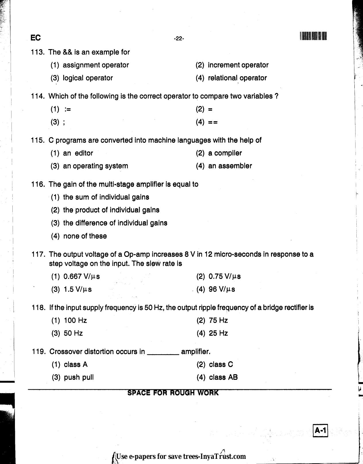 Karnataka Diploma CET- 2013 Electronics and Communication Engineering Question Paper - Page 22