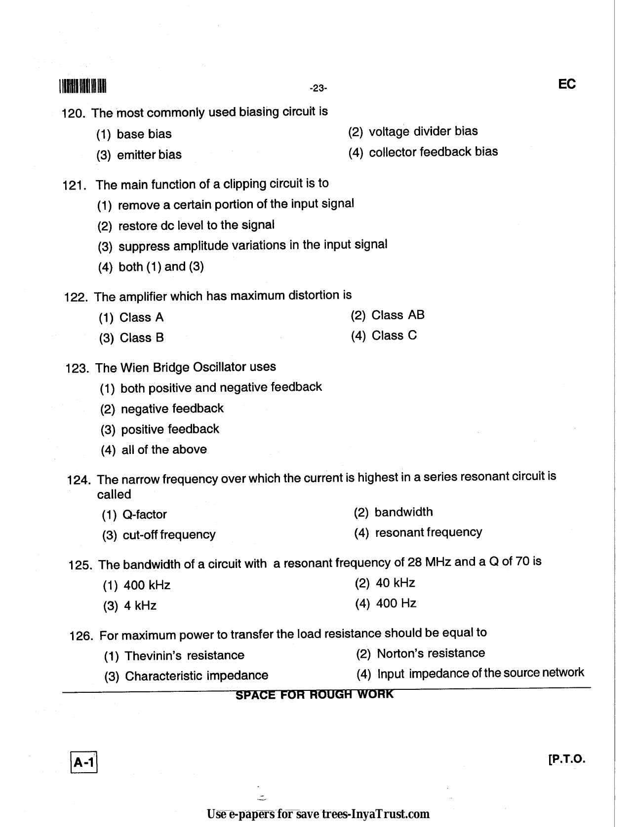 Karnataka Diploma CET- 2013 Electronics and Communication Engineering Question Paper - Page 23