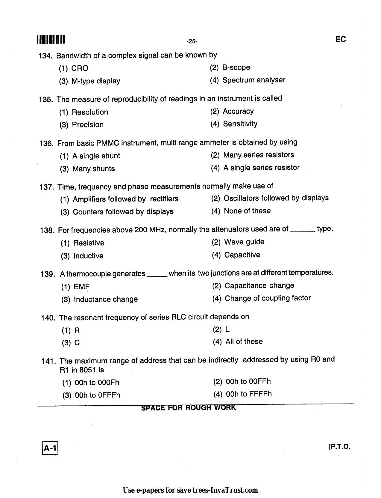 Karnataka Diploma CET- 2013 Electronics and Communication Engineering Question Paper - Page 25