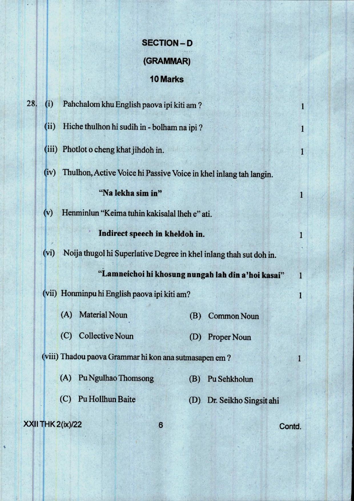 COHSEM 12th Question Papers 2022 Thadou Kuki (M.I.L.) - Page 6