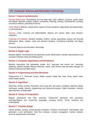 GATE Computer Science and Information Technology Syllabus