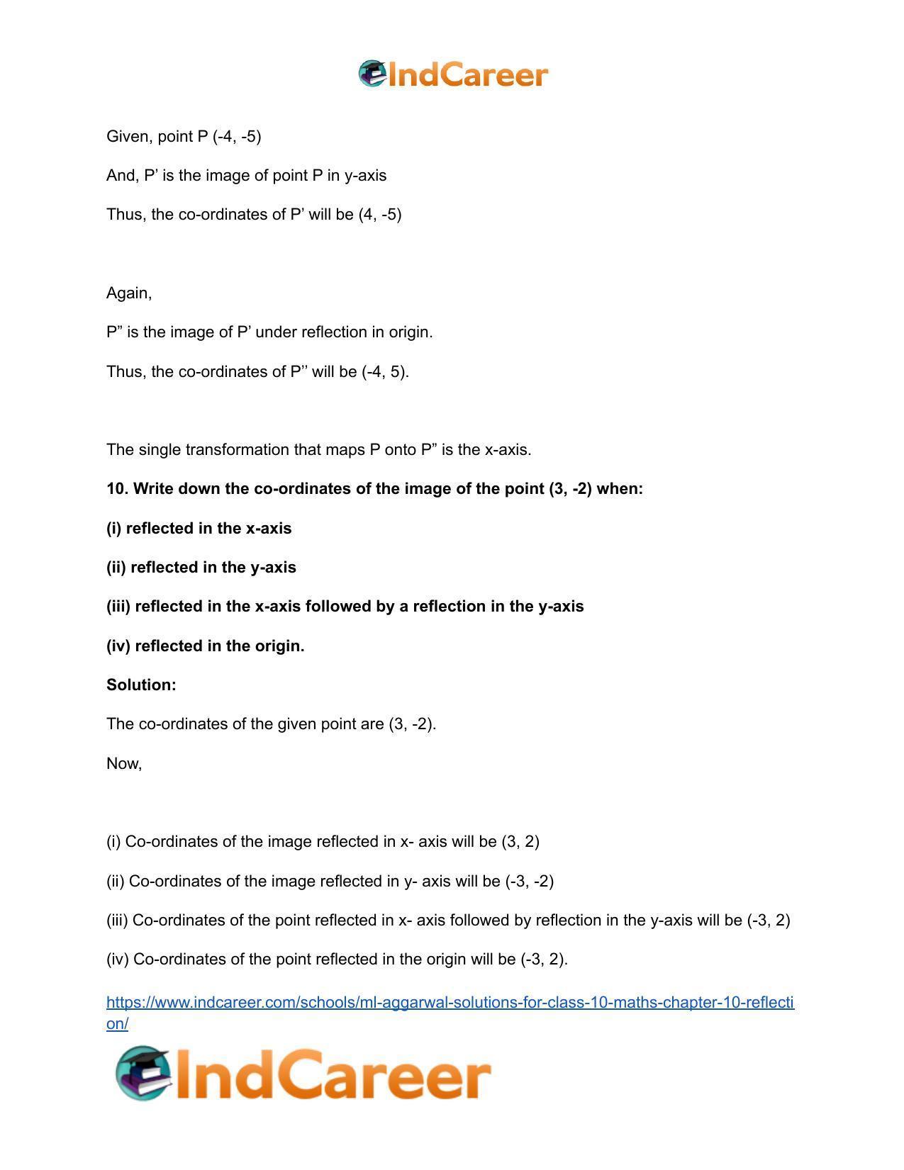 ML Aggarwal Solutions for Class 10 Maths Chapter 10- Reflection - Page 13