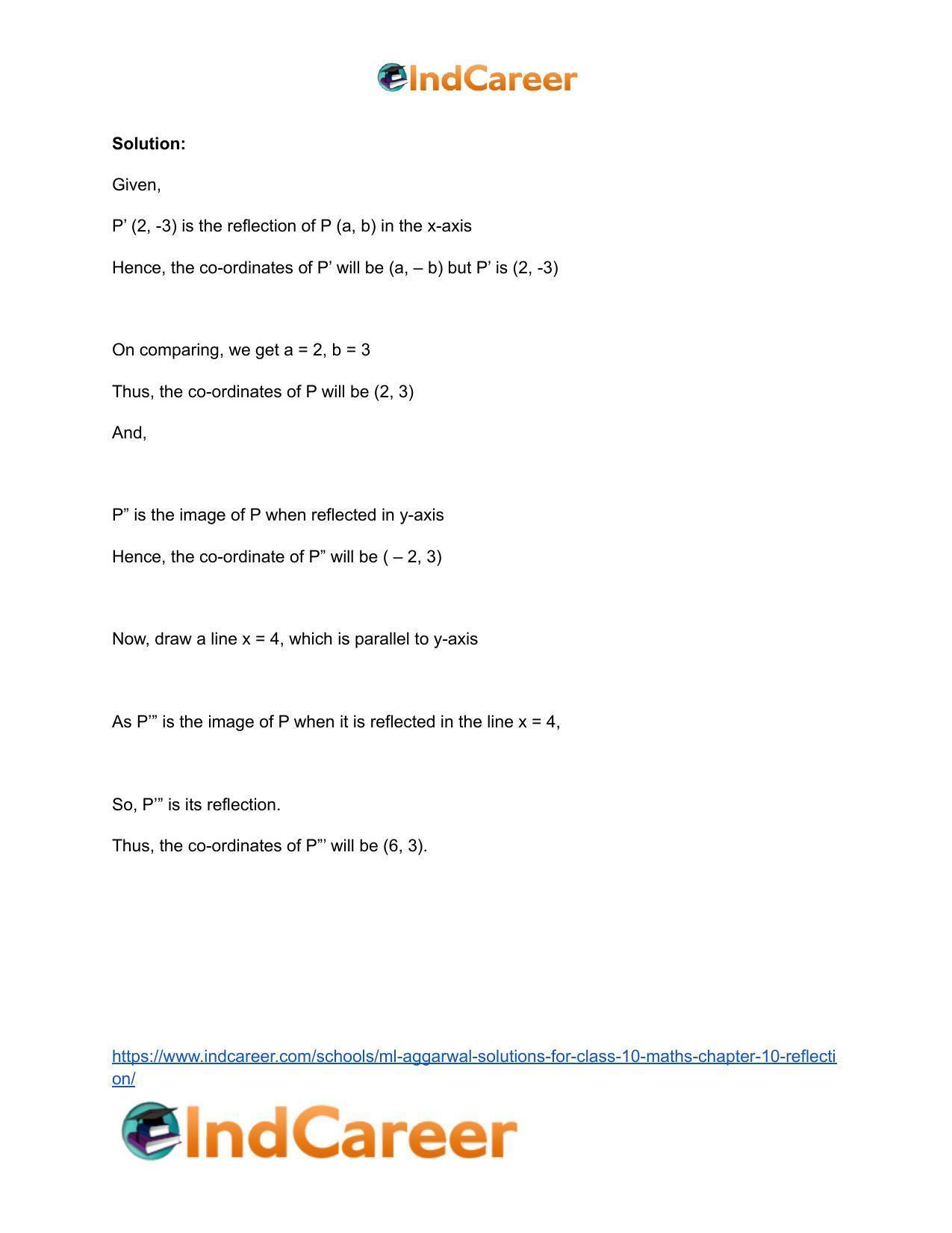 ML Aggarwal Solutions for Class 10 Maths Chapter 10- Reflection - Page 18