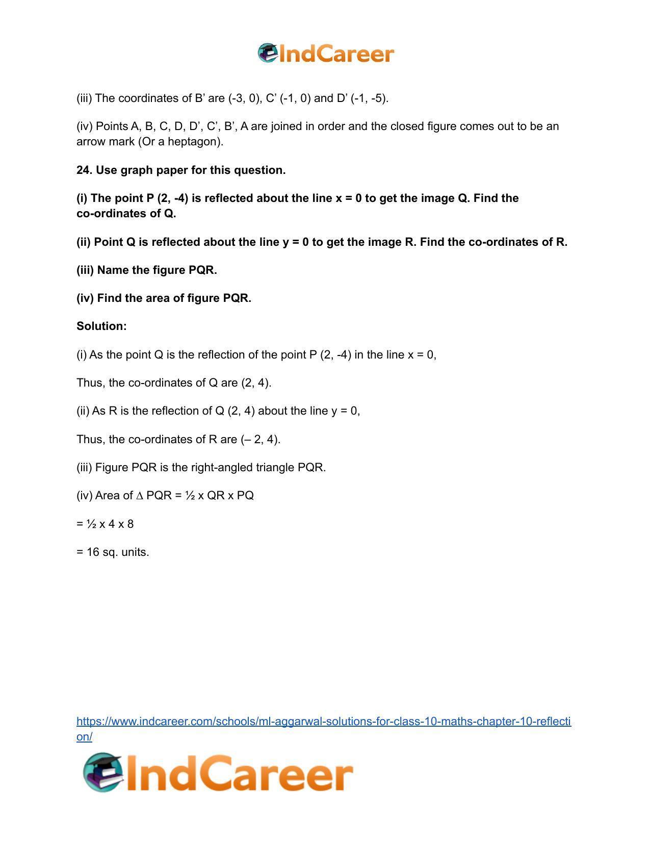 ML Aggarwal Solutions for Class 10 Maths Chapter 10- Reflection - Page 31