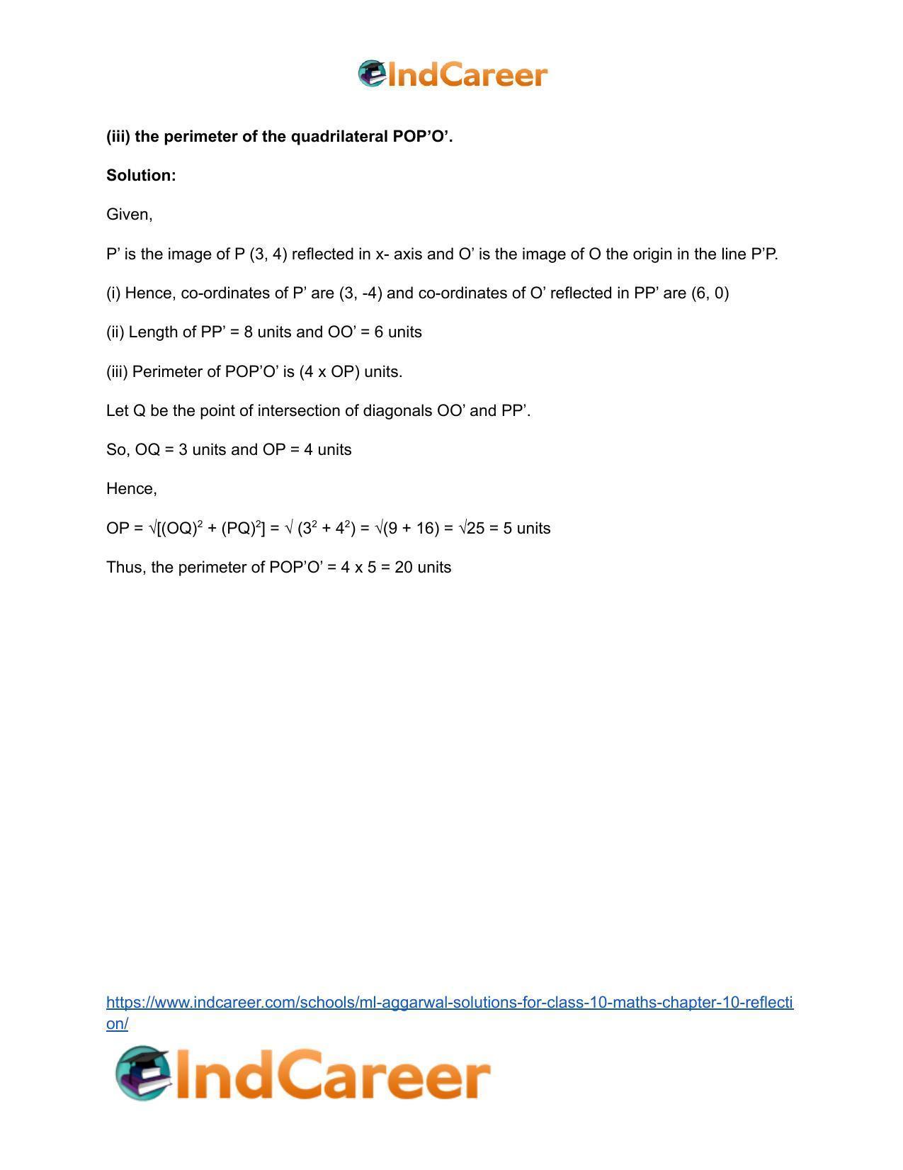 ML Aggarwal Solutions for Class 10 Maths Chapter 10- Reflection - Page 39