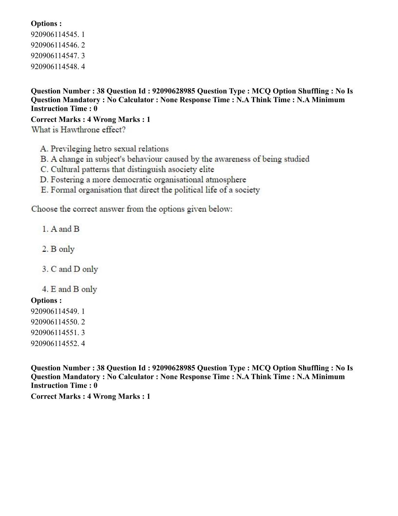 CUET PG 2023: HUQP06 – Dev. and Labour studies (Hin) - Shift 1 (27-06-2023) Question Paper - Page 41