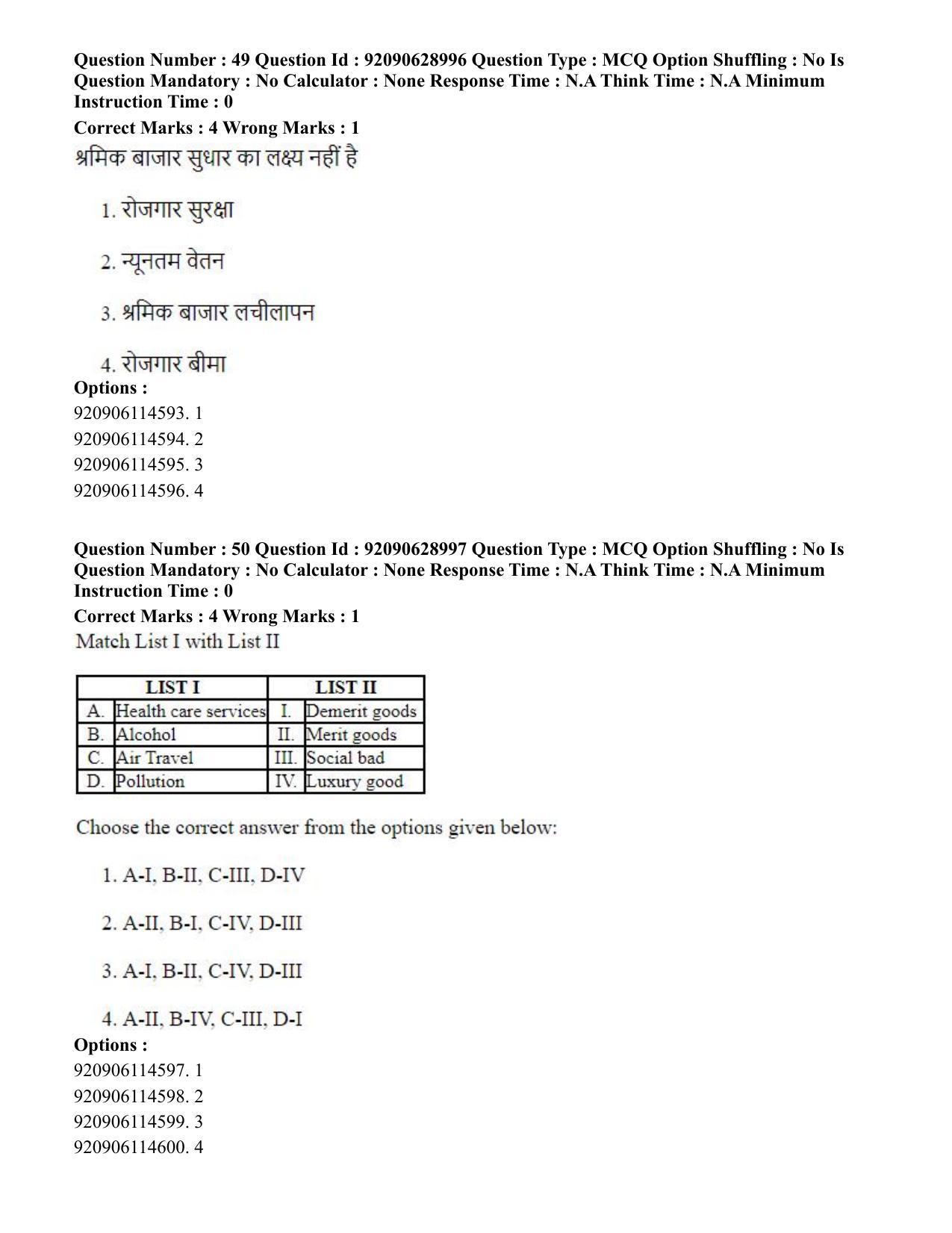 CUET PG 2023: HUQP06 – Dev. and Labour studies (Hin) - Shift 1 (27-06-2023) Question Paper - Page 54