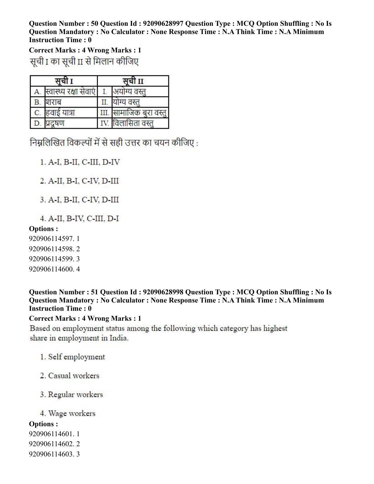 CUET PG 2023: HUQP06 – Dev. and Labour studies (Hin) - Shift 1 (27-06-2023) Question Paper - Page 55