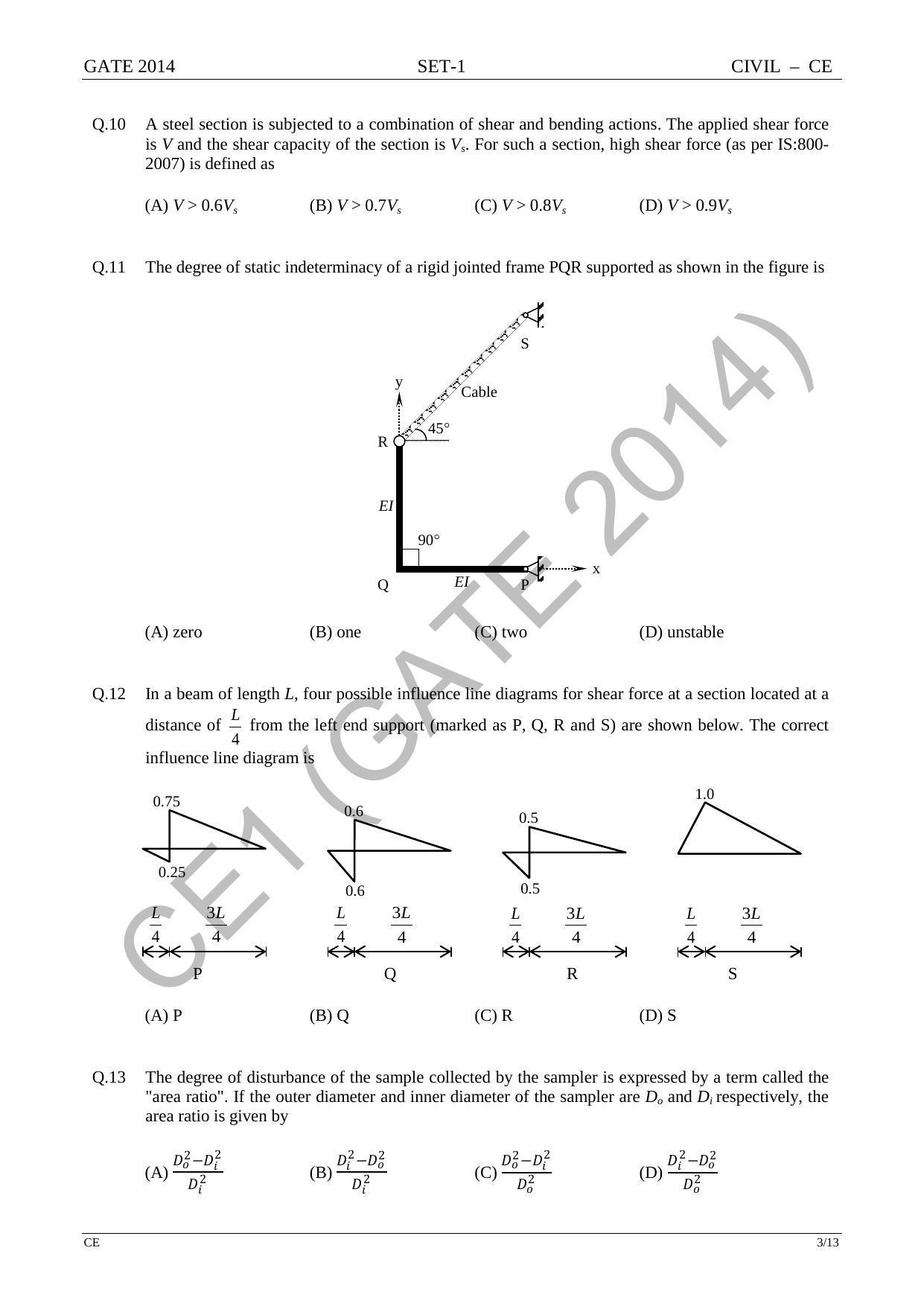 GATE 2014 Civil Engineering (CE) Question Paper with Answer Key - Page 10