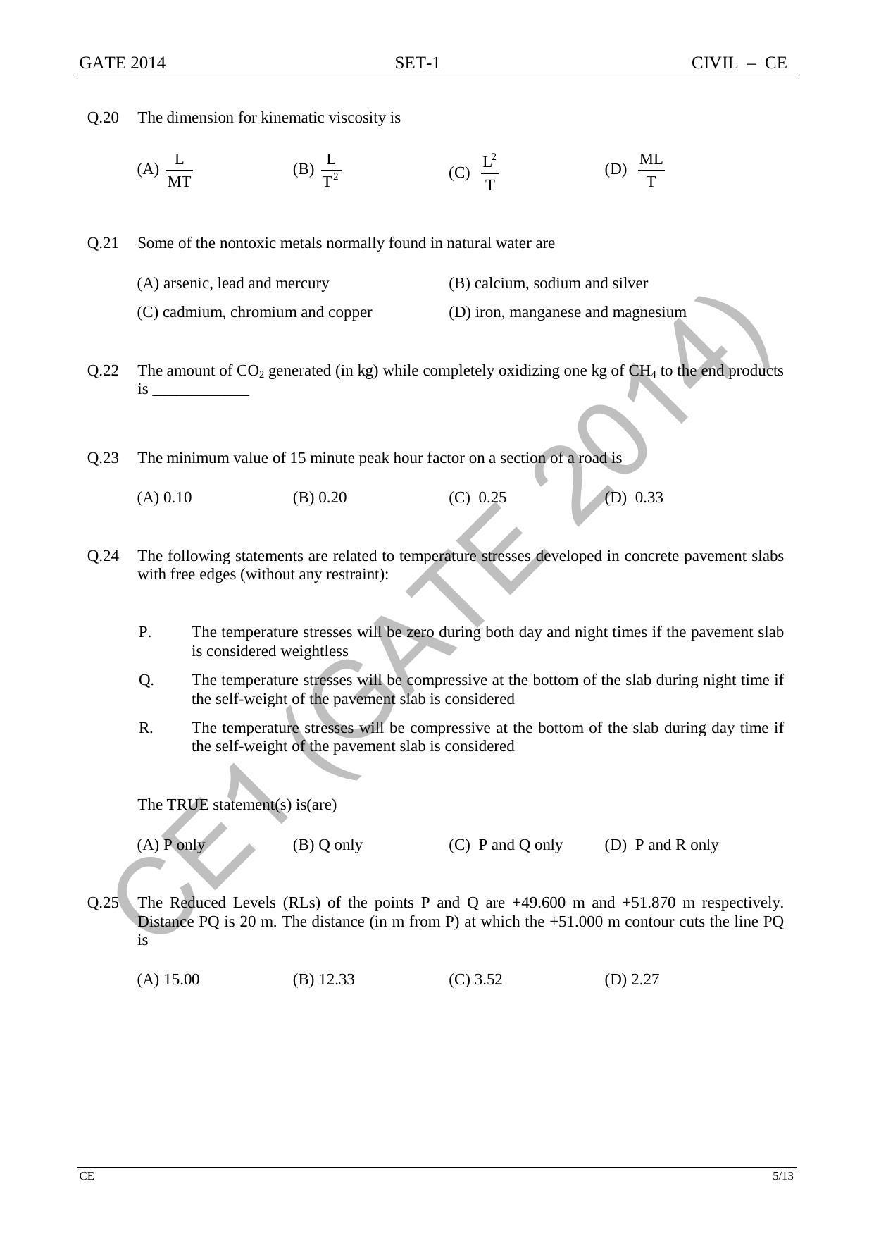 GATE 2014 Civil Engineering (CE) Question Paper with Answer Key - Page 12
