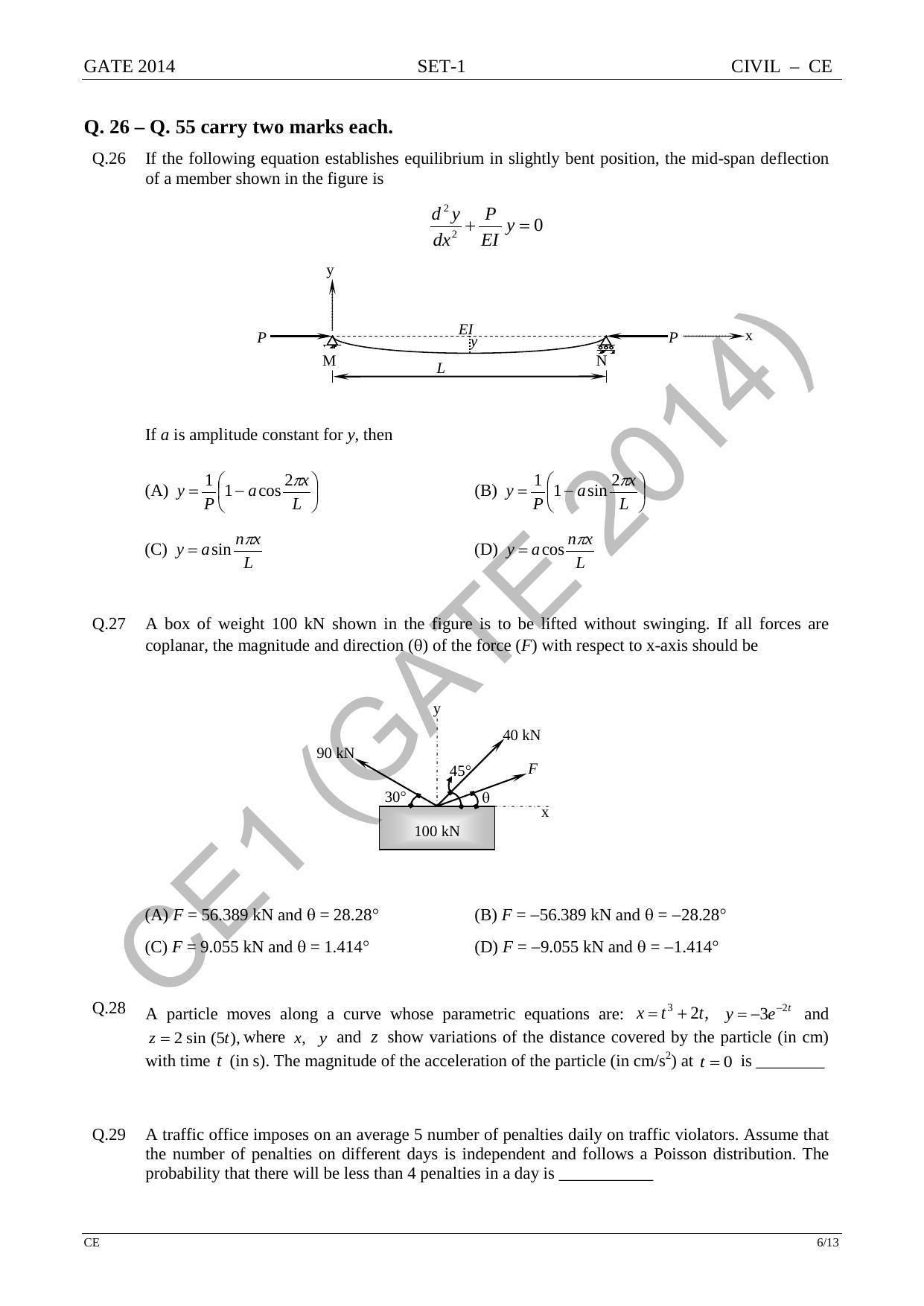 GATE 2014 Civil Engineering (CE) Question Paper with Answer Key - Page 13