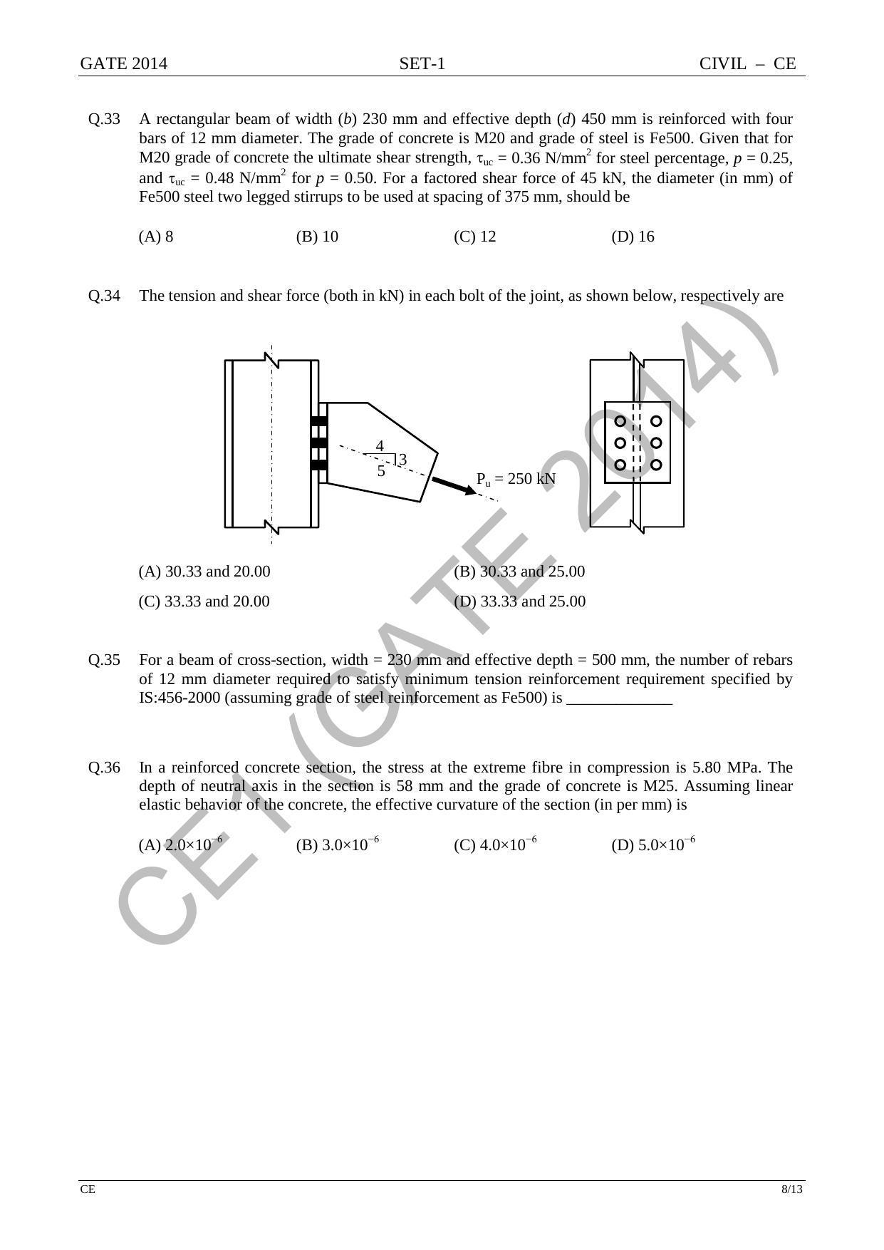 GATE 2014 Civil Engineering (CE) Question Paper with Answer Key - Page 15