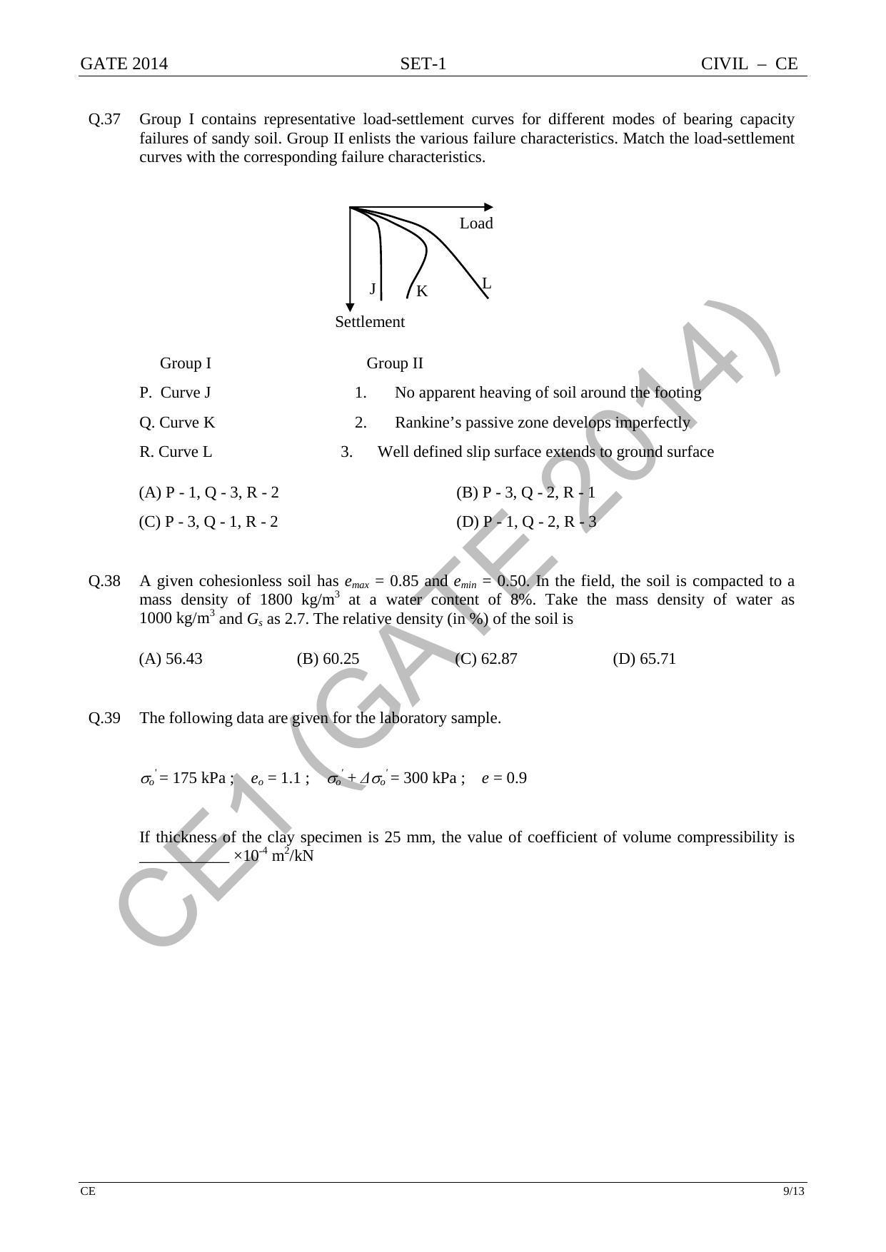 GATE 2014 Civil Engineering (CE) Question Paper with Answer Key - Page 16