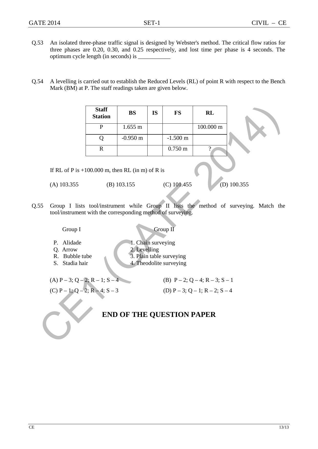 GATE 2014 Civil Engineering (CE) Question Paper with Answer Key - Page 20