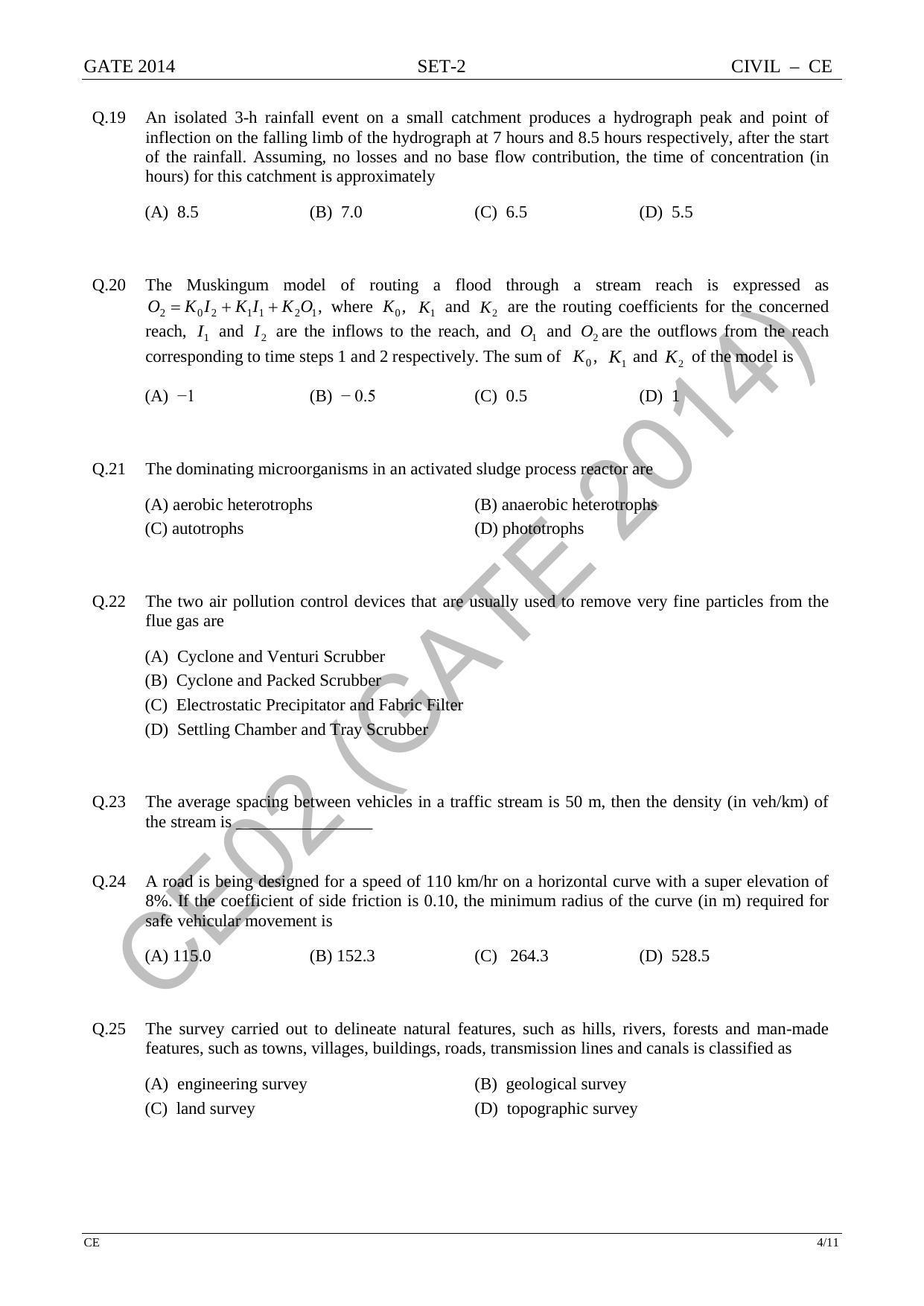 GATE 2014 Civil Engineering (CE) Question Paper with Answer Key - Page 32