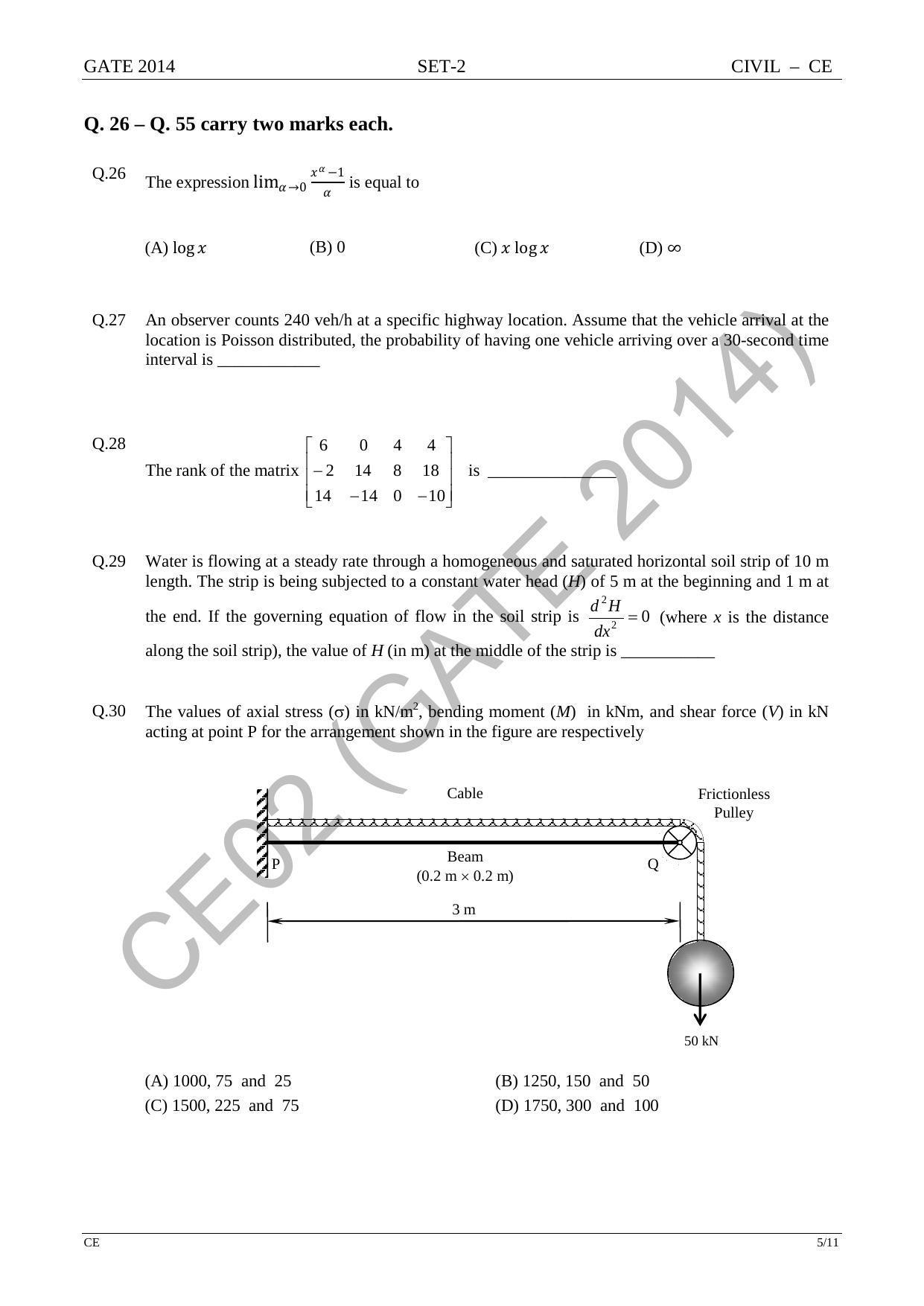 GATE 2014 Civil Engineering (CE) Question Paper with Answer Key - Page 33