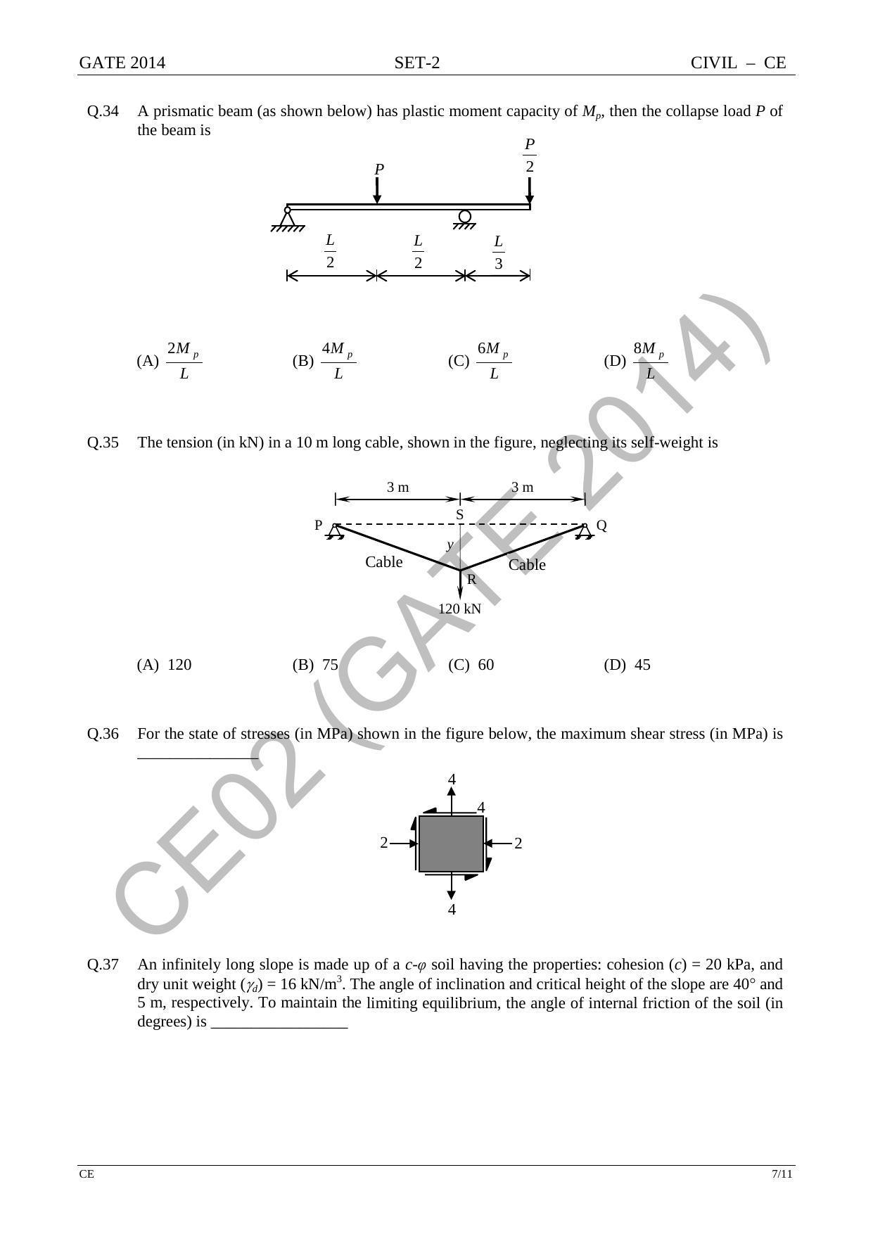 GATE 2014 Civil Engineering (CE) Question Paper with Answer Key - Page 35