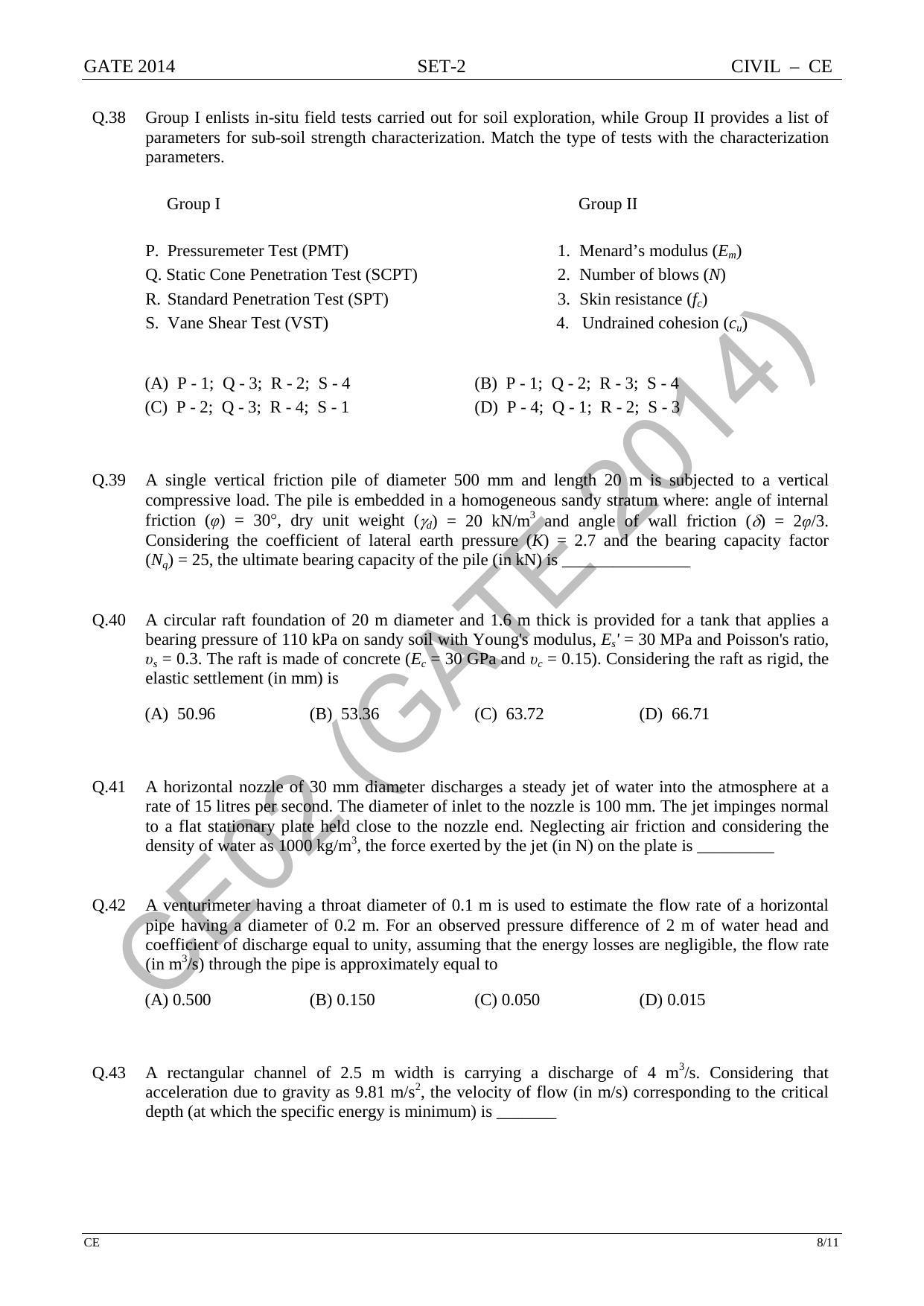 GATE 2014 Civil Engineering (CE) Question Paper with Answer Key - Page 36