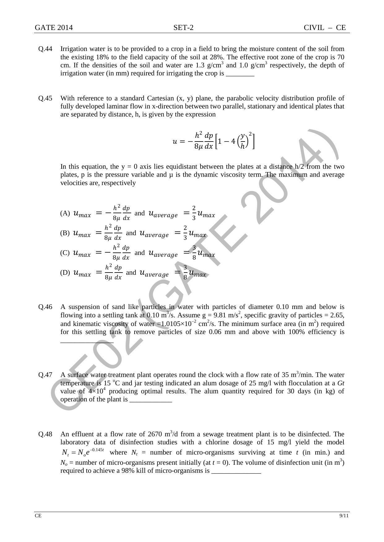 GATE 2014 Civil Engineering (CE) Question Paper with Answer Key - Page 37