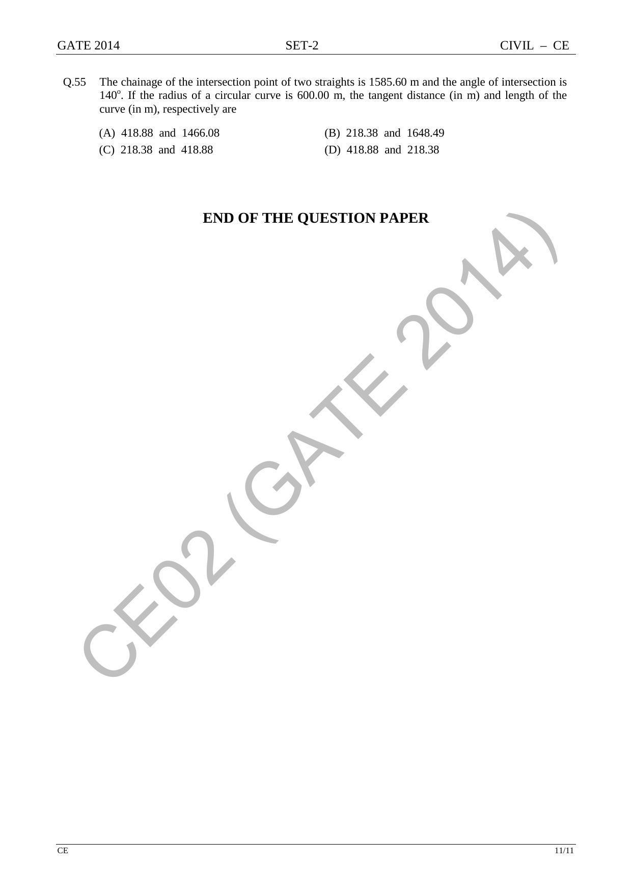 GATE 2014 Civil Engineering (CE) Question Paper with Answer Key - Page 39